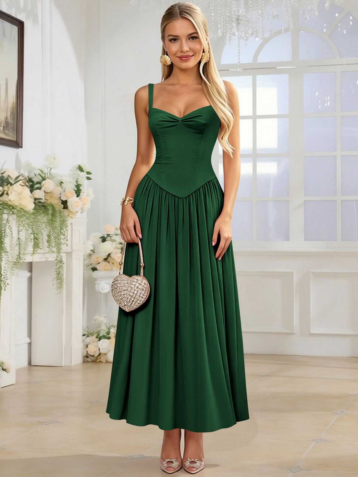 Spaghetti Strap Chiffon Ruched A Line Bridesmaid Dress