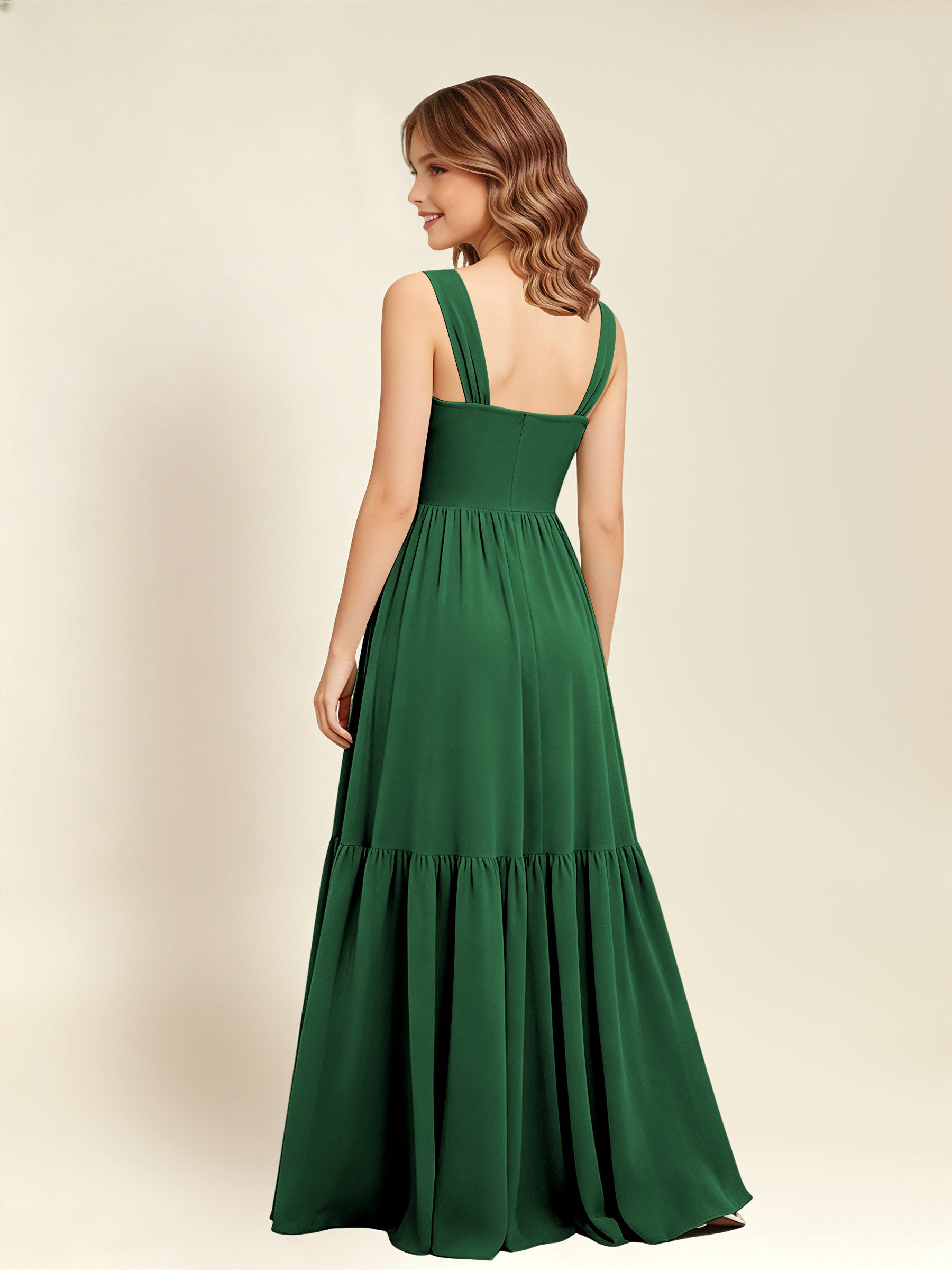 ROVDESY A-Line Square Neck Chiffon  Junior Bridesmaid Dress
