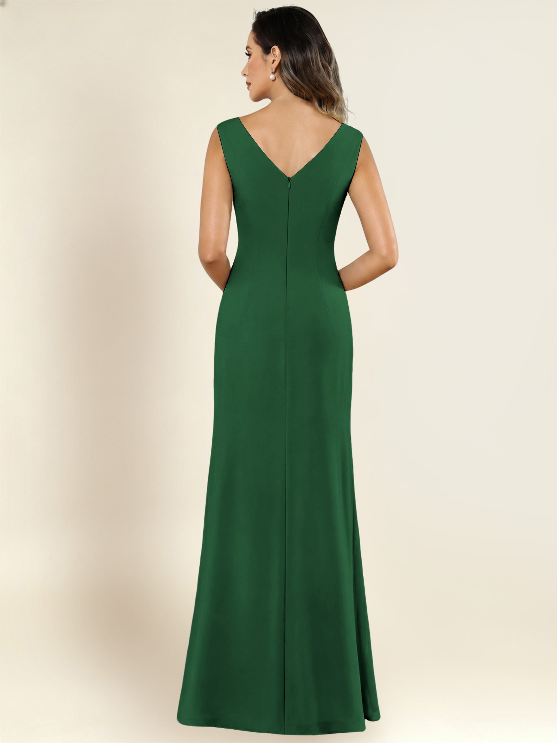 ROVDESY 2 Pieces V-Neck Sequin Chiffon Long Mother Of The Bride Dress With Long Sleeve Jacket