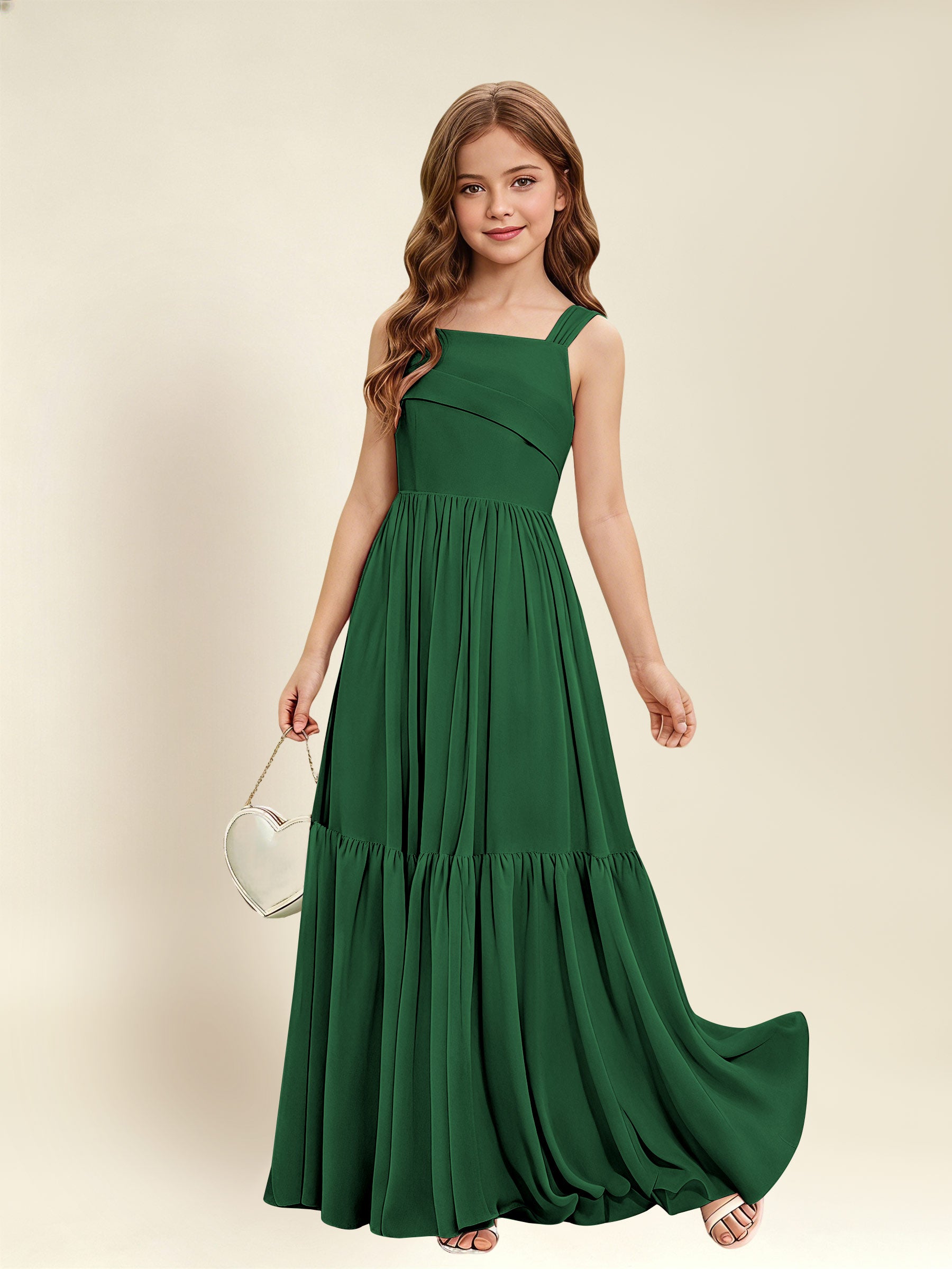 ROVDESY A-Line Square Neck Chiffon  Junior Bridesmaid Dress