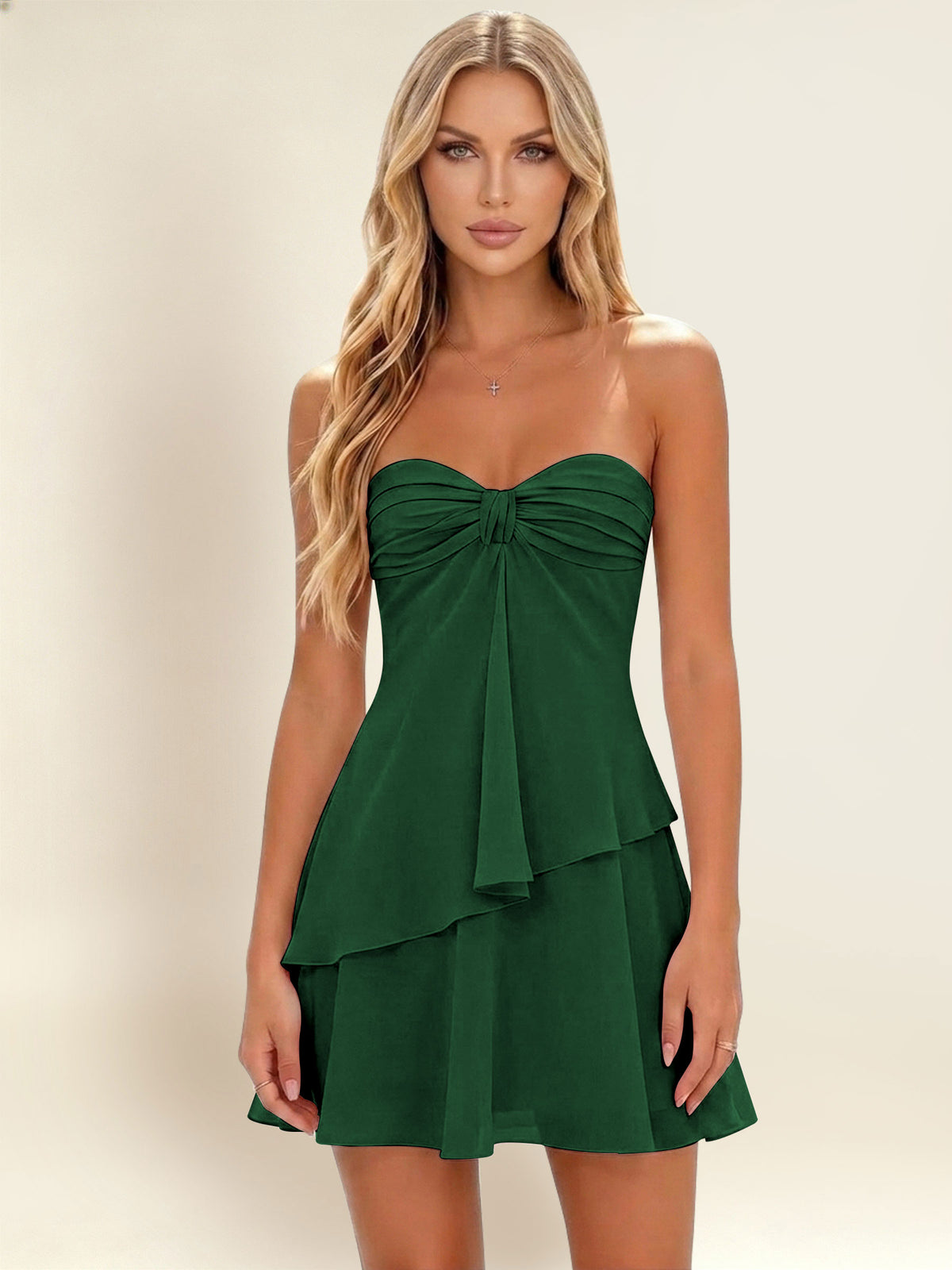 Strapless A-Line Ruffled Chiffon Homecoming Mini Dress