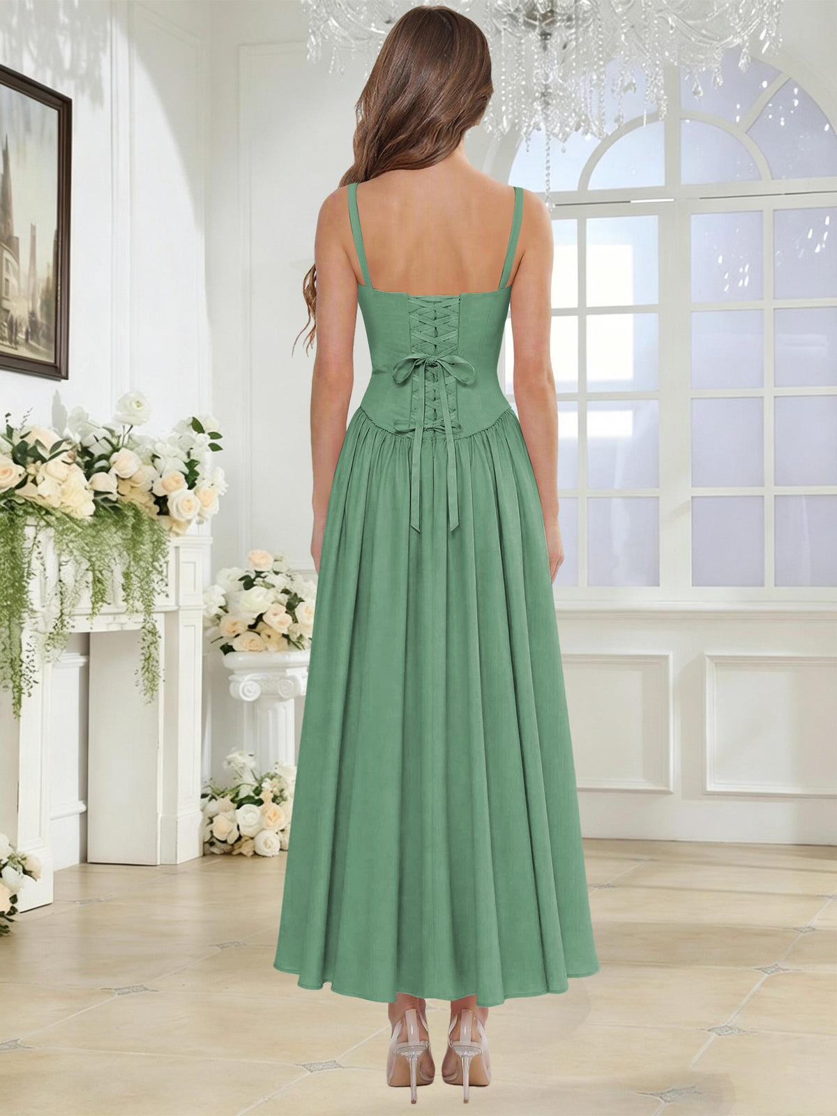 Spaghetti Strap Chiffon Ruched A Line Bridesmaid Dress