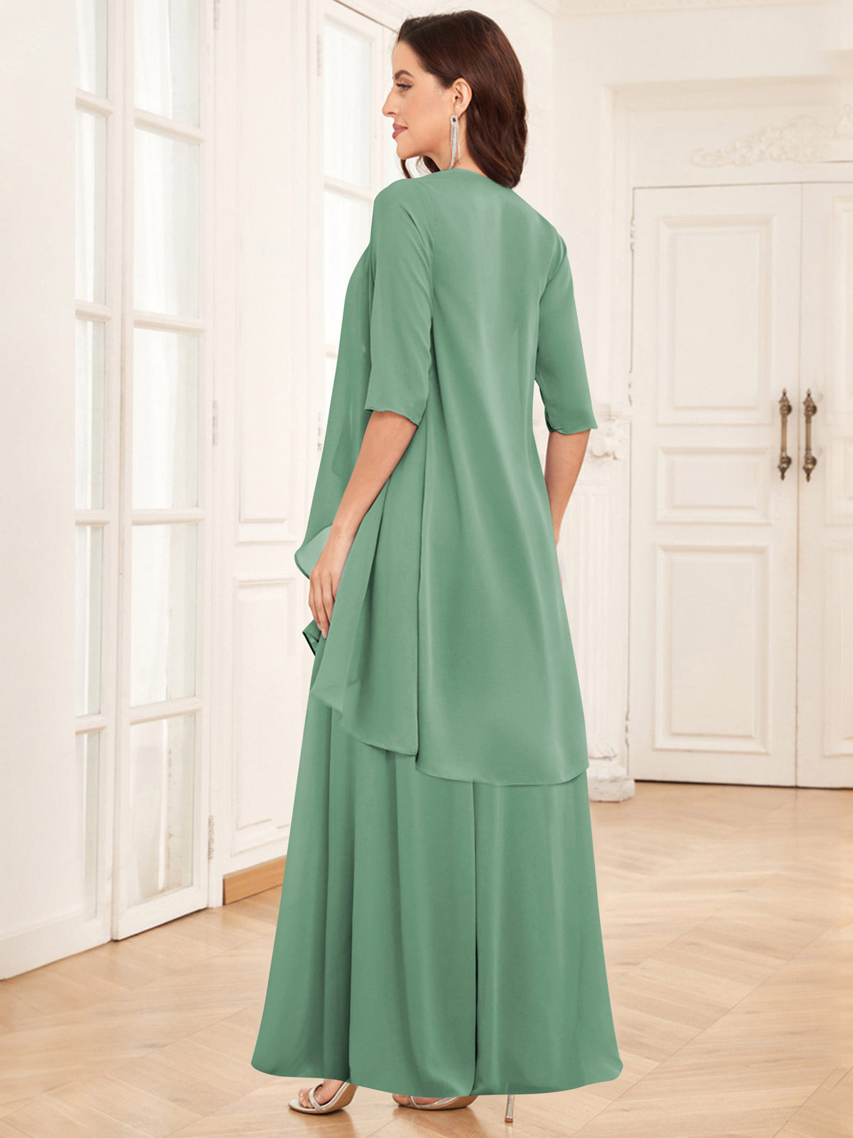 2 Pieces Chiffon A Line Mother of the Bride Dress with Jacket