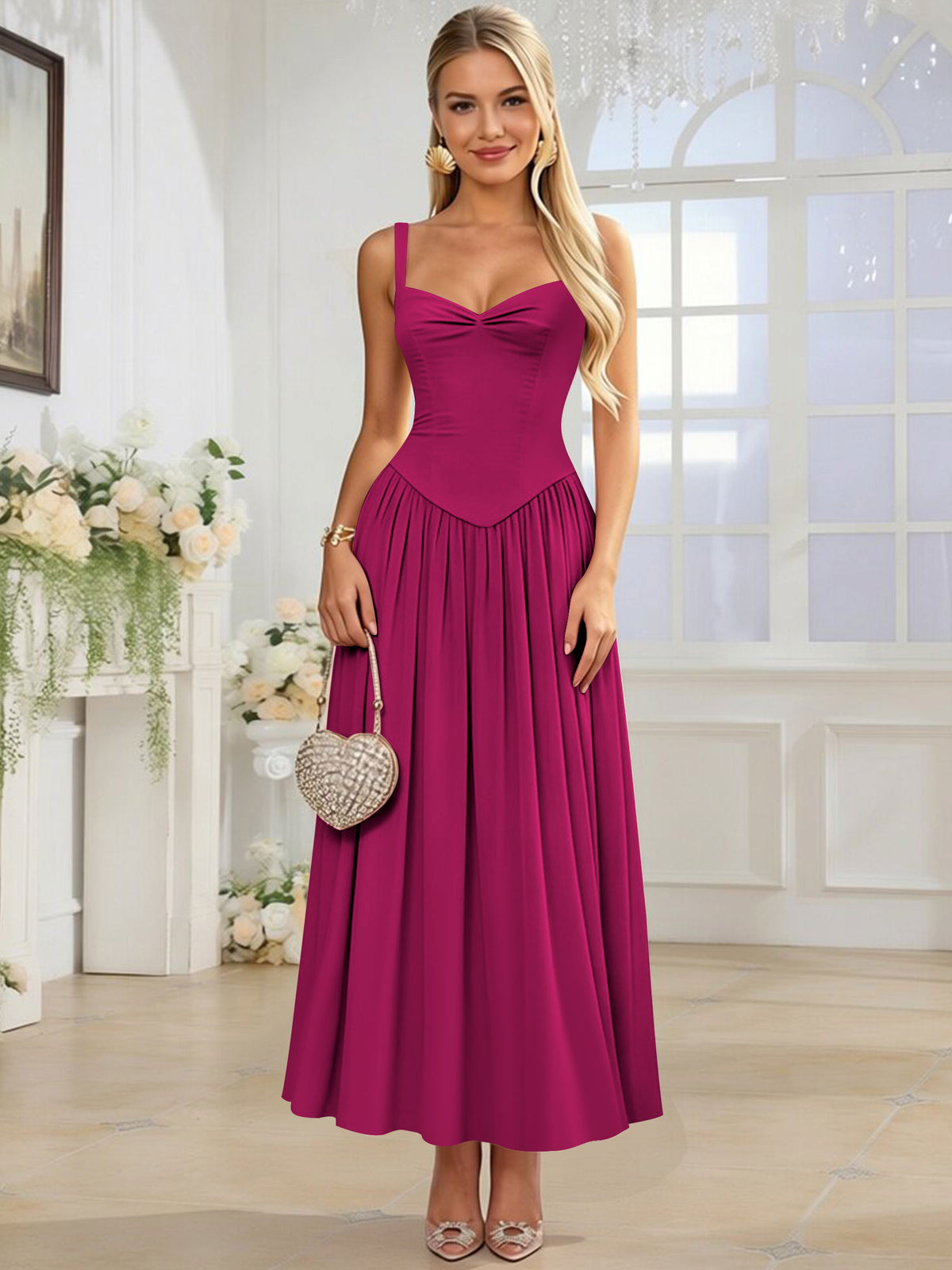 Spaghetti Strap Chiffon Ruched A Line Bridesmaid Dress