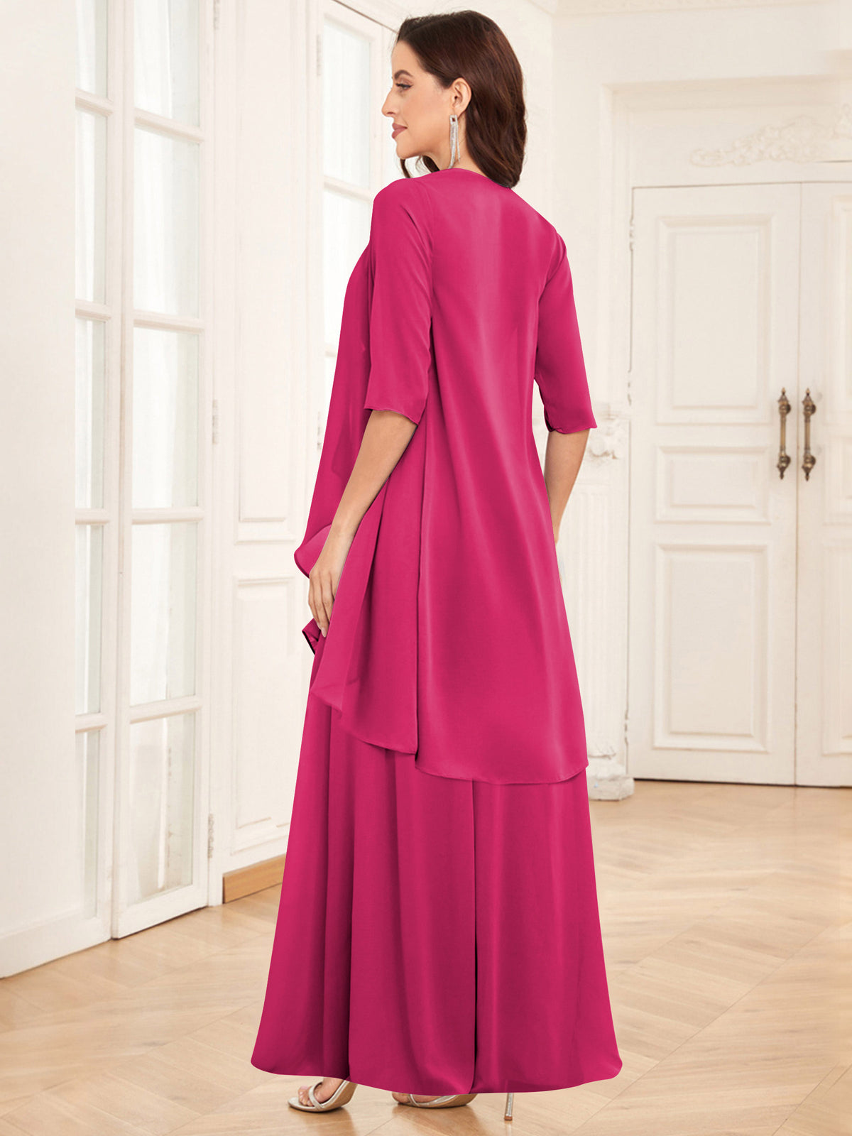 2 Pieces Chiffon A Line Mother of the Bride Dress with Jacket