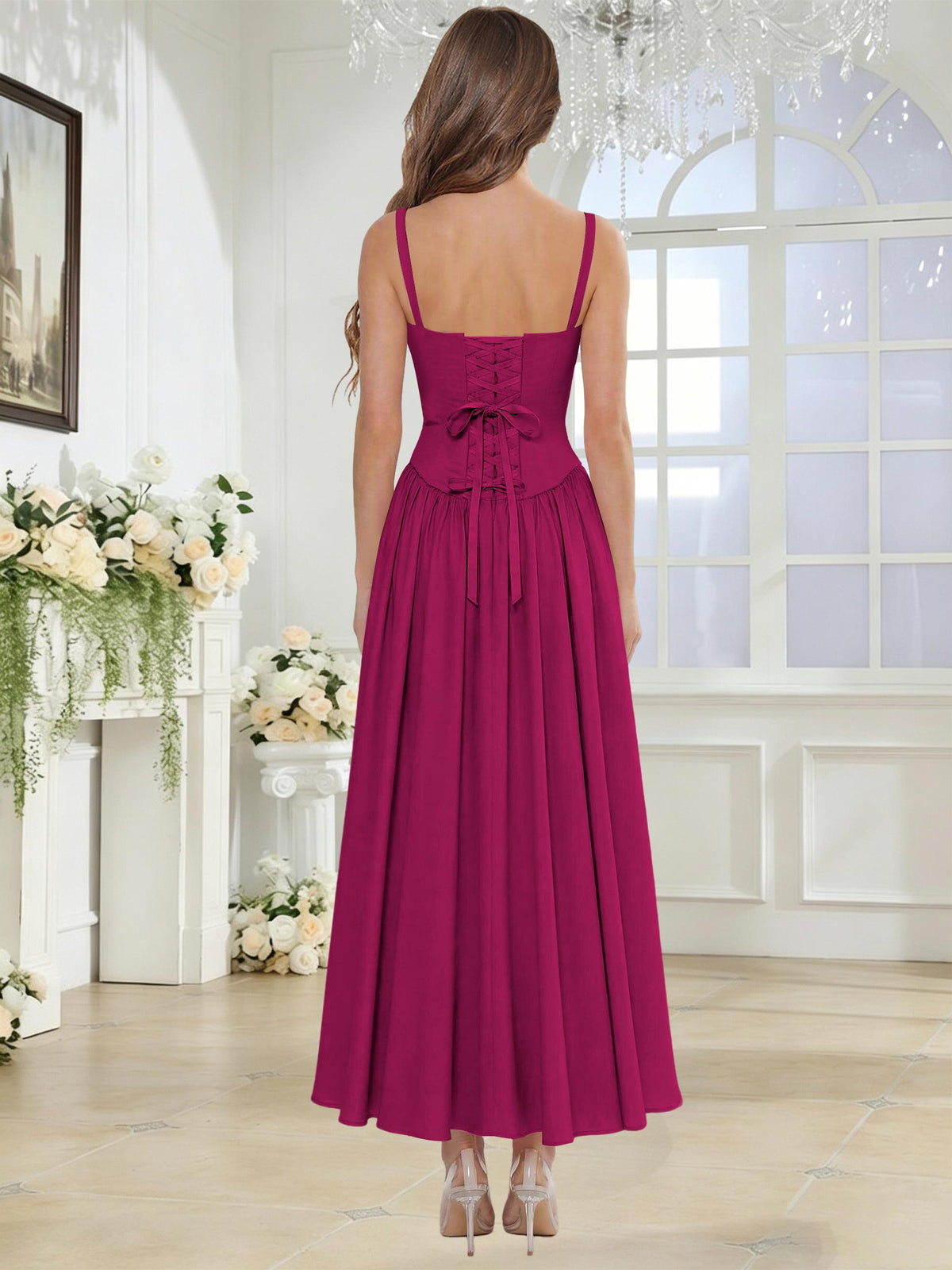 Spaghetti Strap Chiffon Ruched A Line Bridesmaid Dress