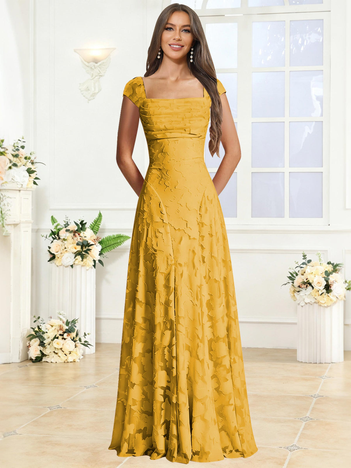 A-Line Floral Lace Bridesmaid Dress