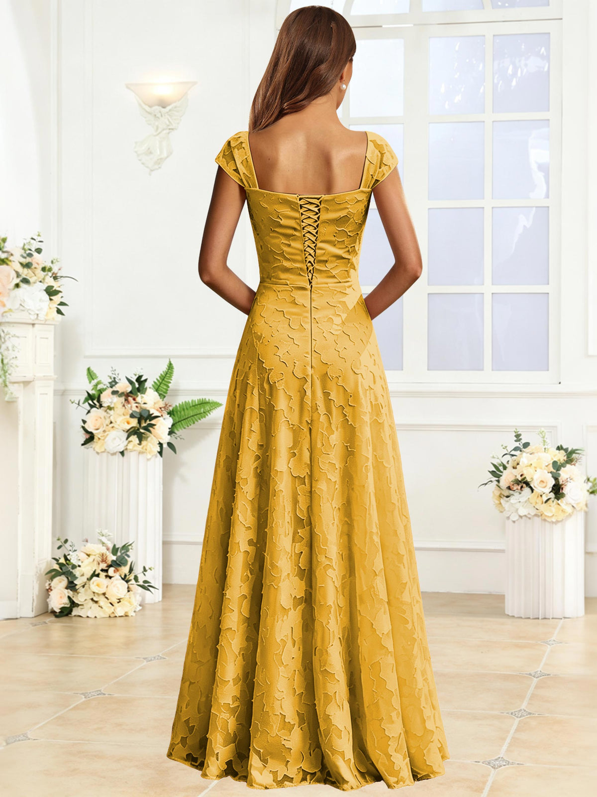A-Line Floral Lace Bridesmaid Dress