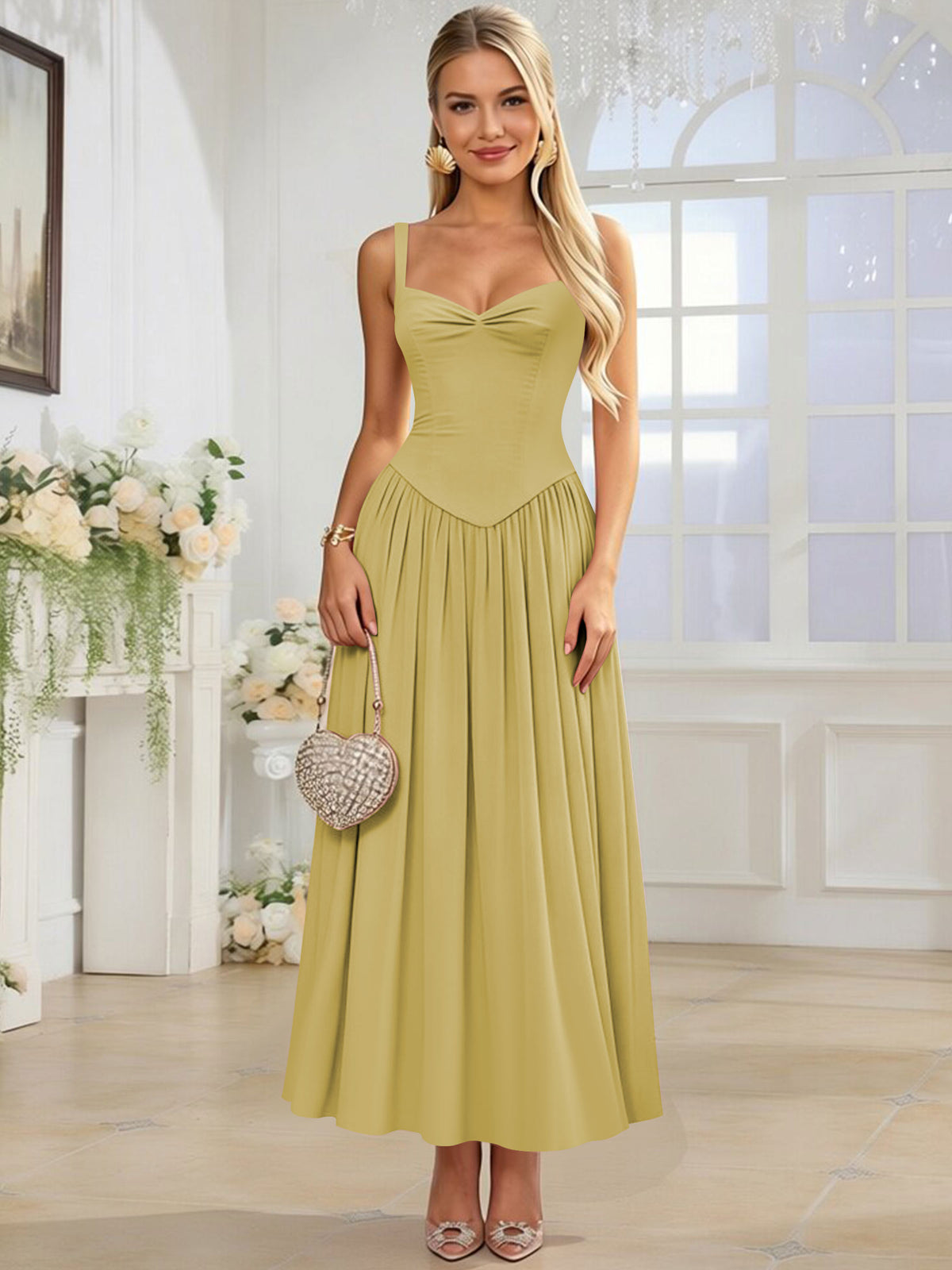 Spaghetti Strap Chiffon Ruched A Line Bridesmaid Dress