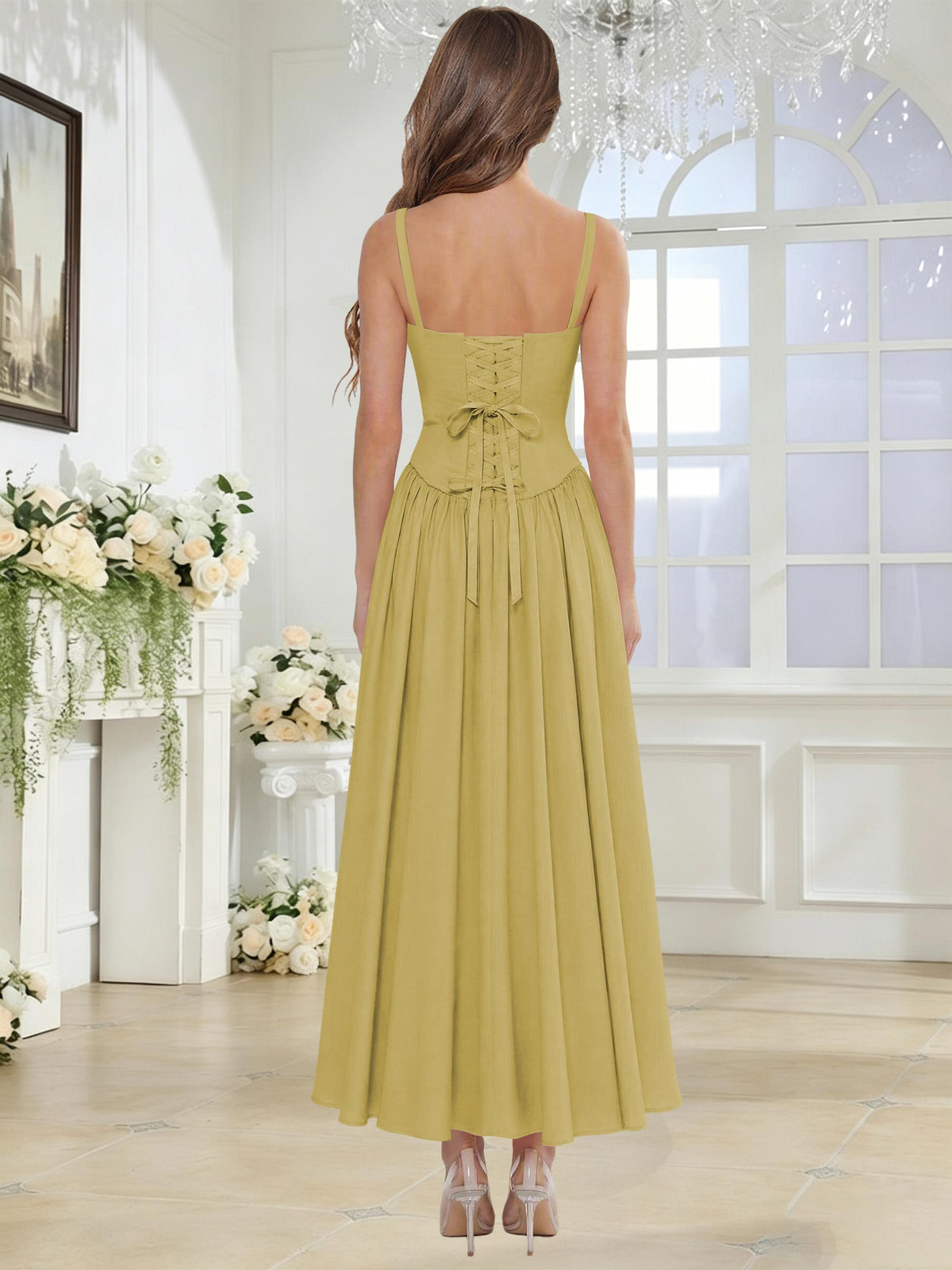 Spaghetti Strap Chiffon Ruched A Line Bridesmaid Dress