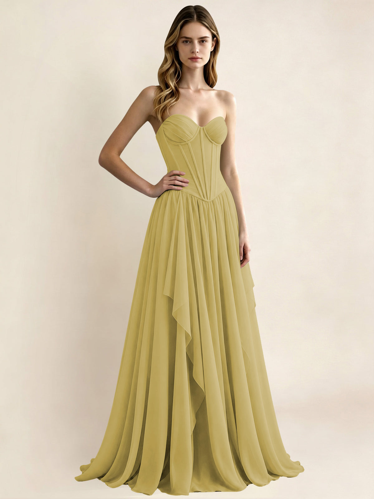 Sweetheart Chiffon Pleated A Line Bridesmaid Formal Dress