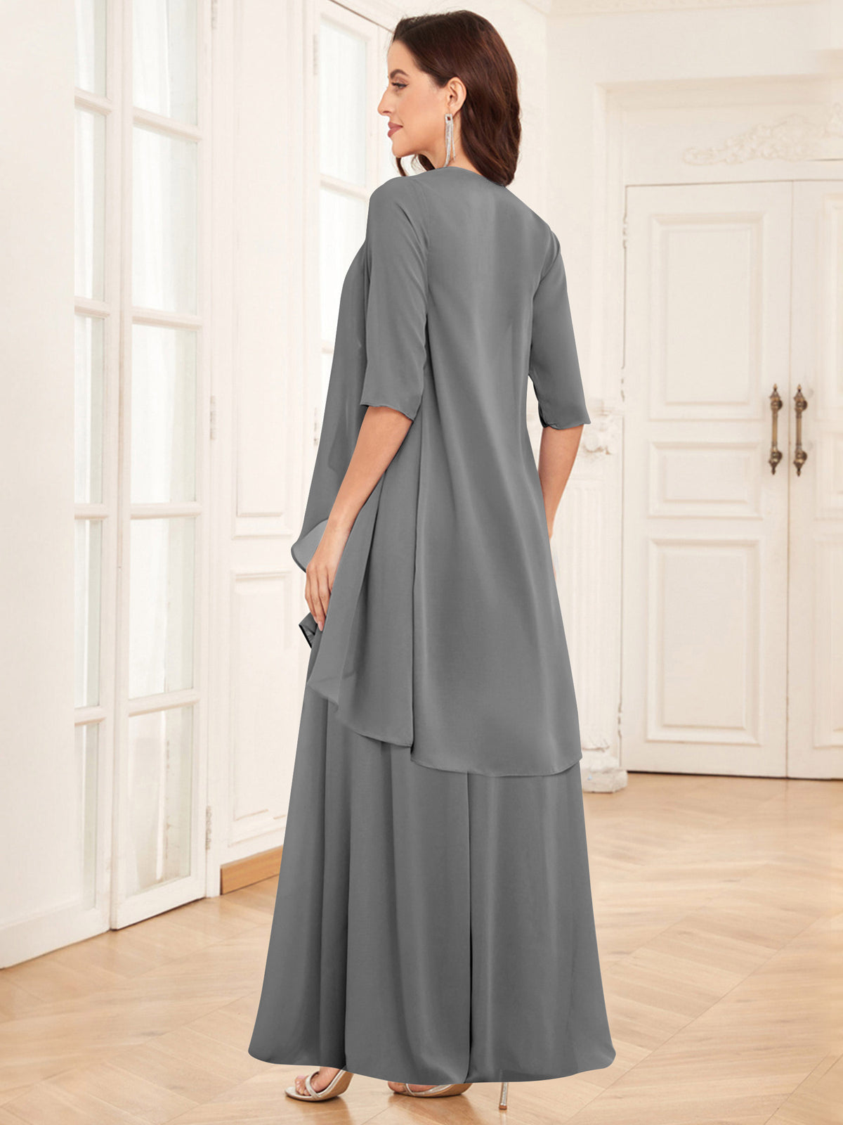 2 Pieces Chiffon A Line Mother of the Bride Dress with Jacket