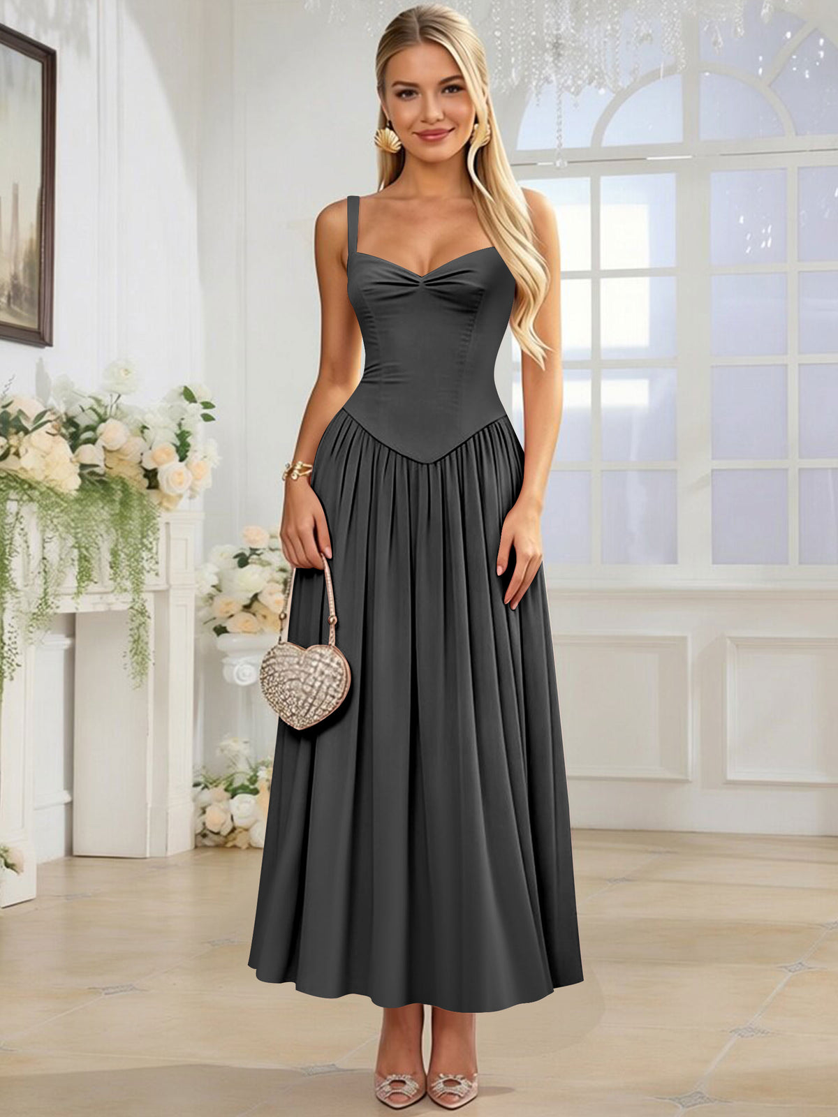 Spaghetti Strap Chiffon Ruched A Line Bridesmaid Dress
