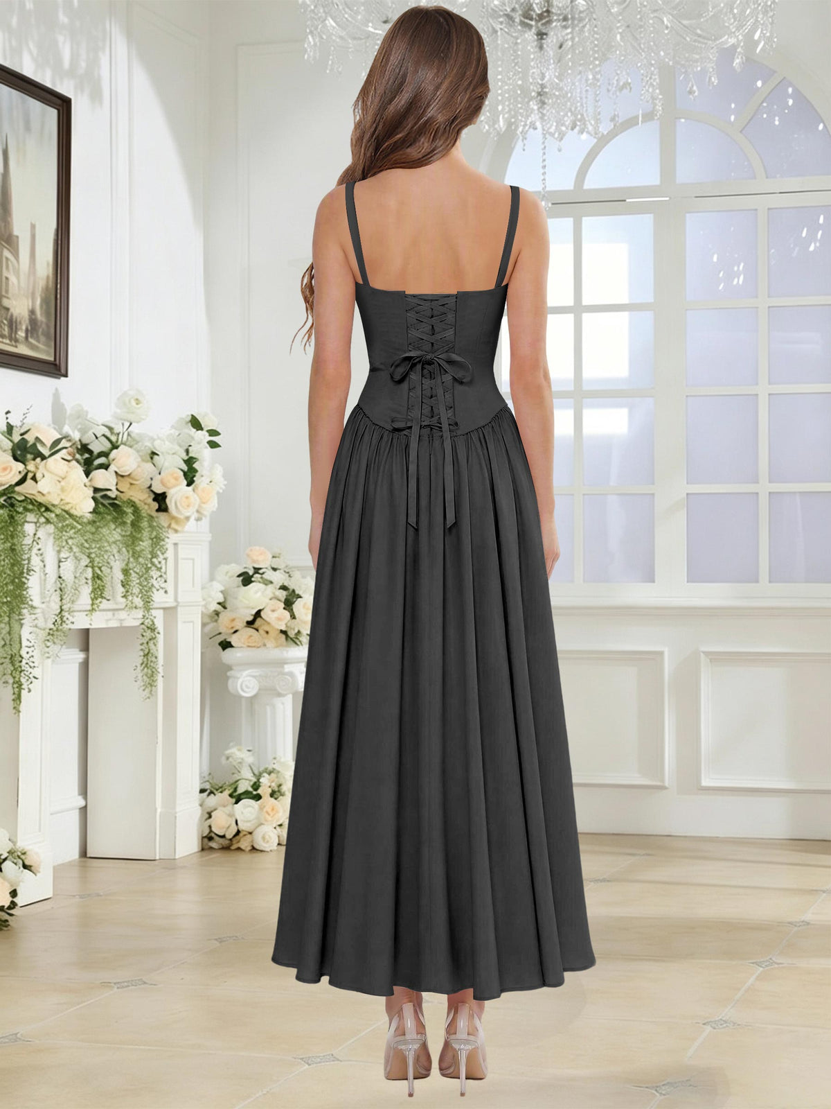 Spaghetti Strap Chiffon Ruched A Line Bridesmaid Dress