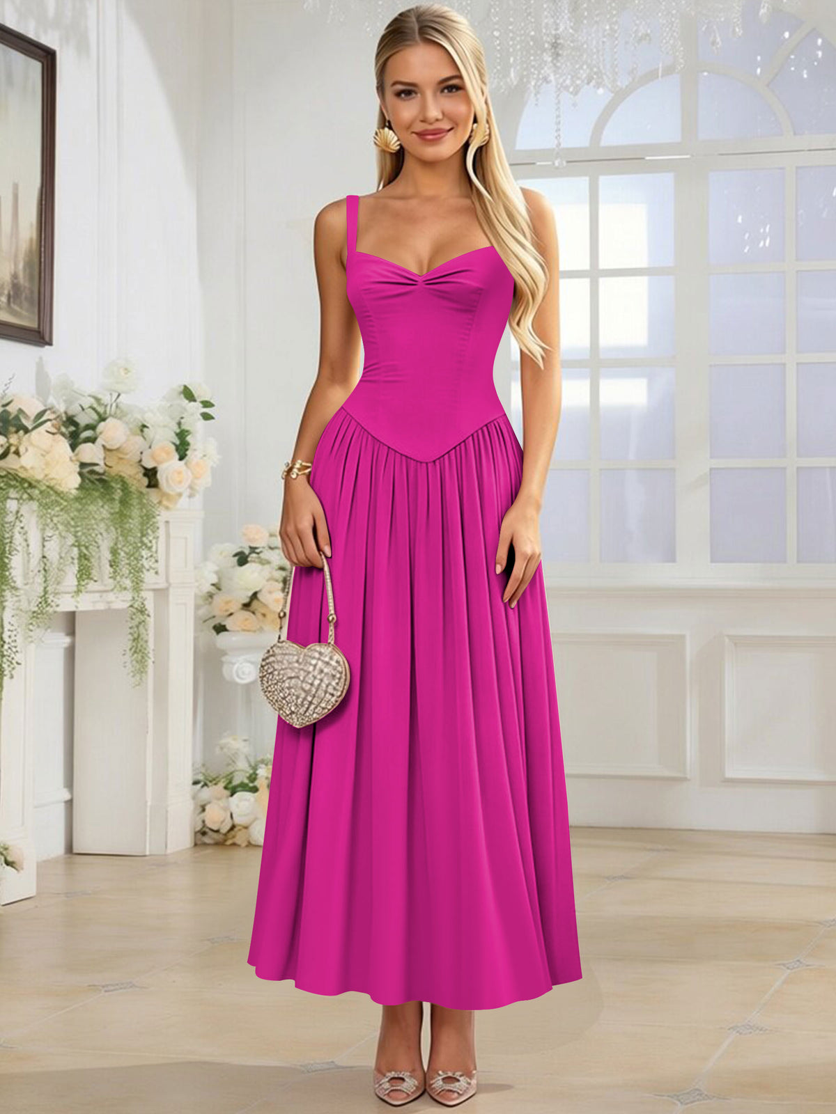 Spaghetti Strap Chiffon Ruched A Line Bridesmaid Dress