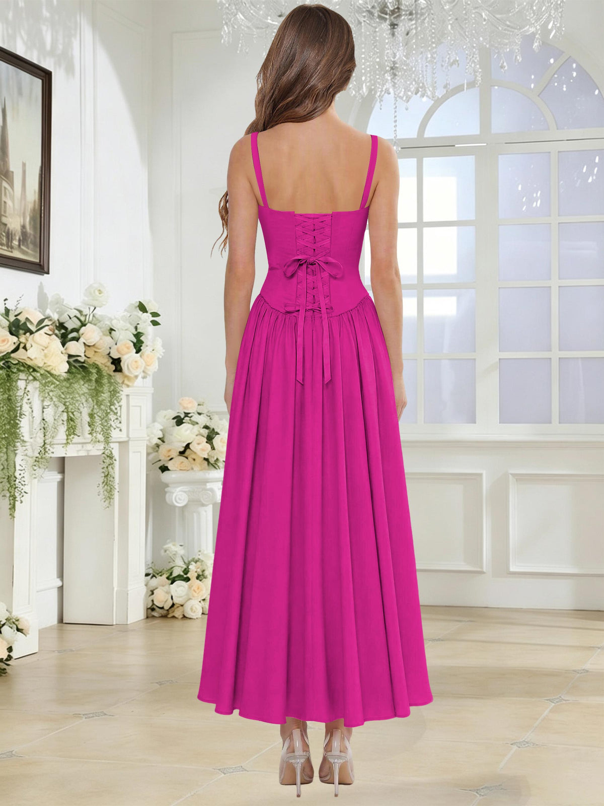 Spaghetti Strap Chiffon Ruched A Line Bridesmaid Dress