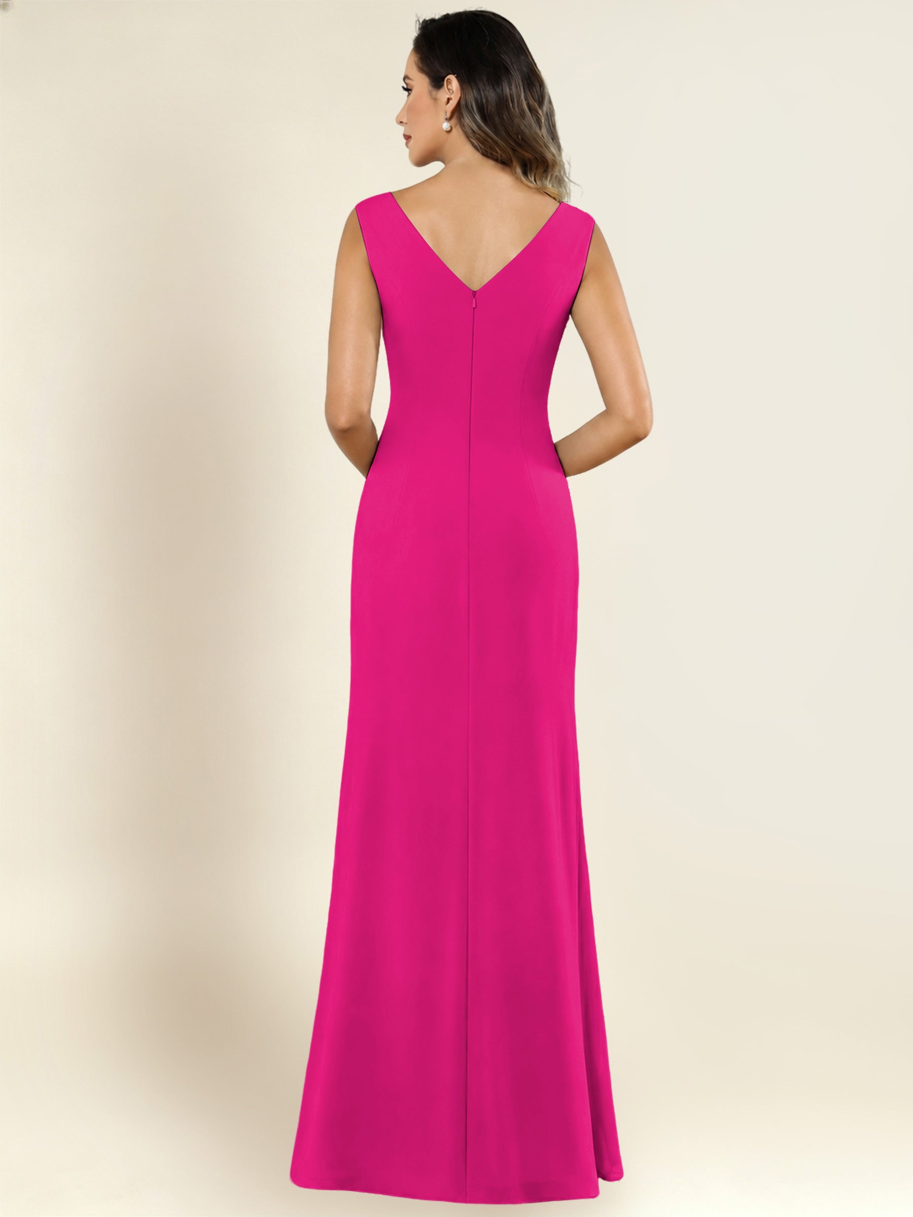 ROVDESY 2 Pieces V-Neck Sequin Chiffon Long Mother Of The Bride Dress With Long Sleeve Jacket