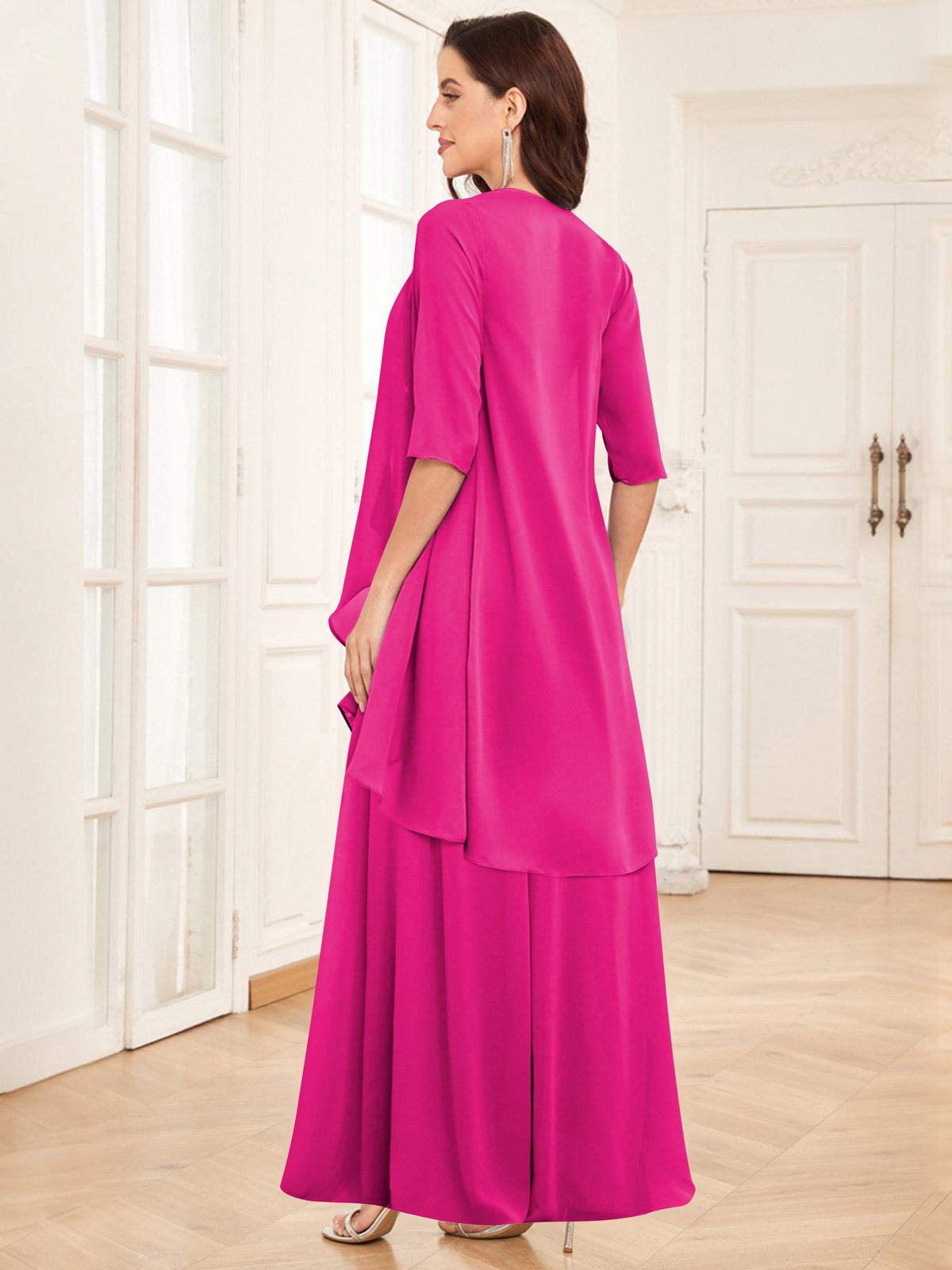 2 Pieces Chiffon A Line Mother of the Bride Dress with Jacket