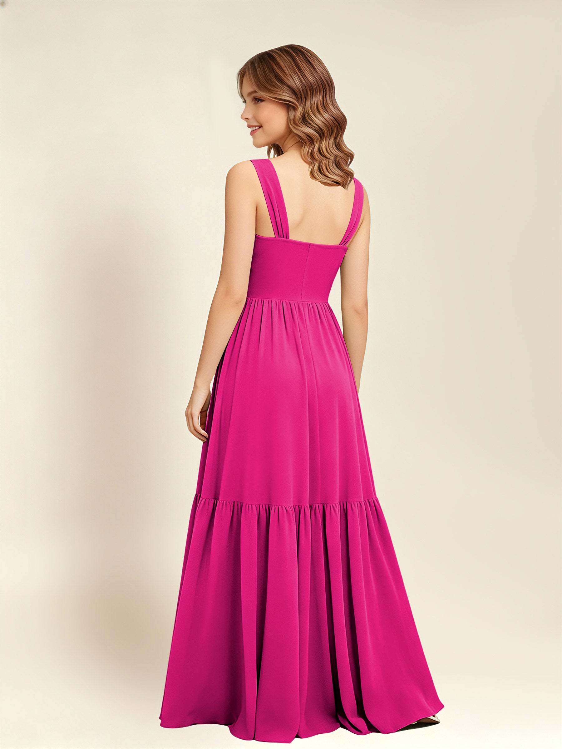 ROVDESY A-Line Square Neck Chiffon  Junior Bridesmaid Dress