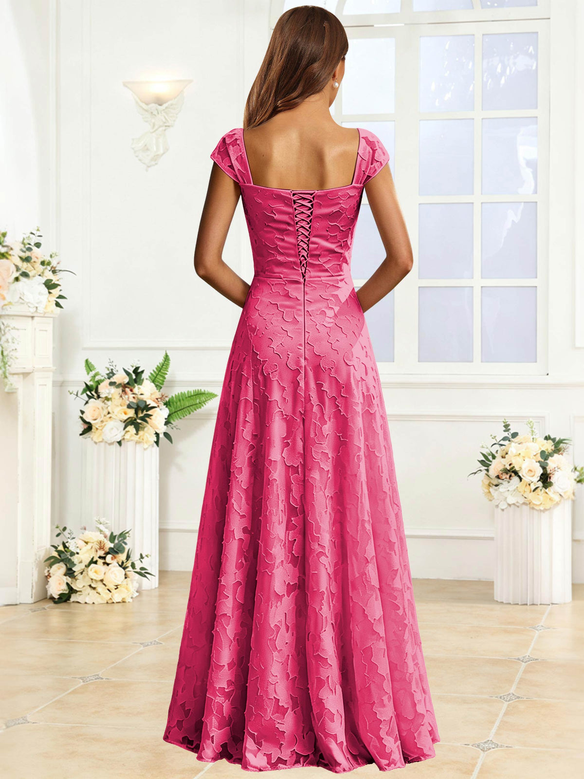 A-Line Floral Lace Bridesmaid Dress