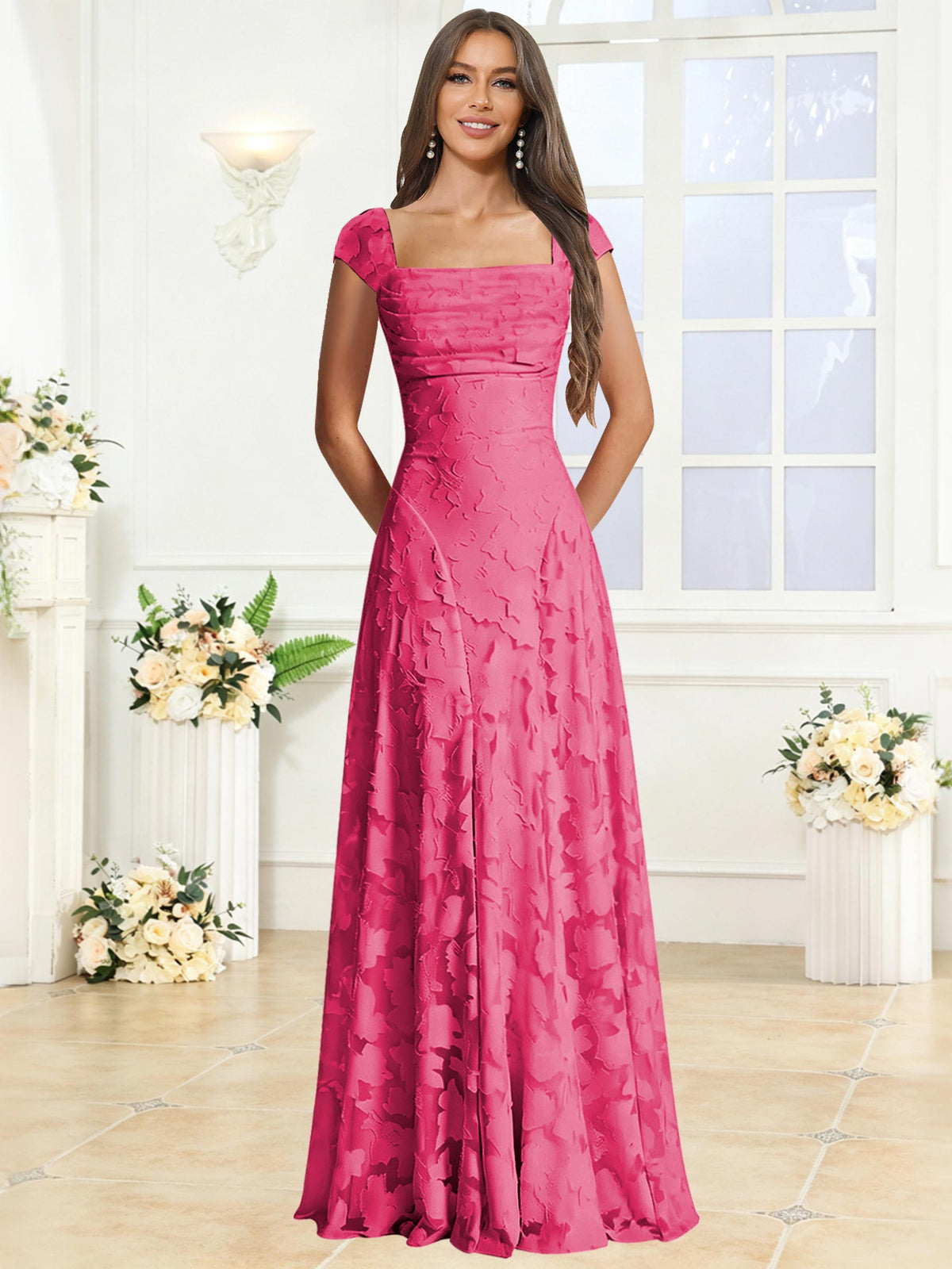 A-Line Floral Lace Bridesmaid Dress