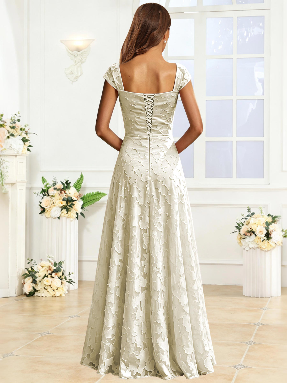 A-Line Floral Lace Bridesmaid Dress