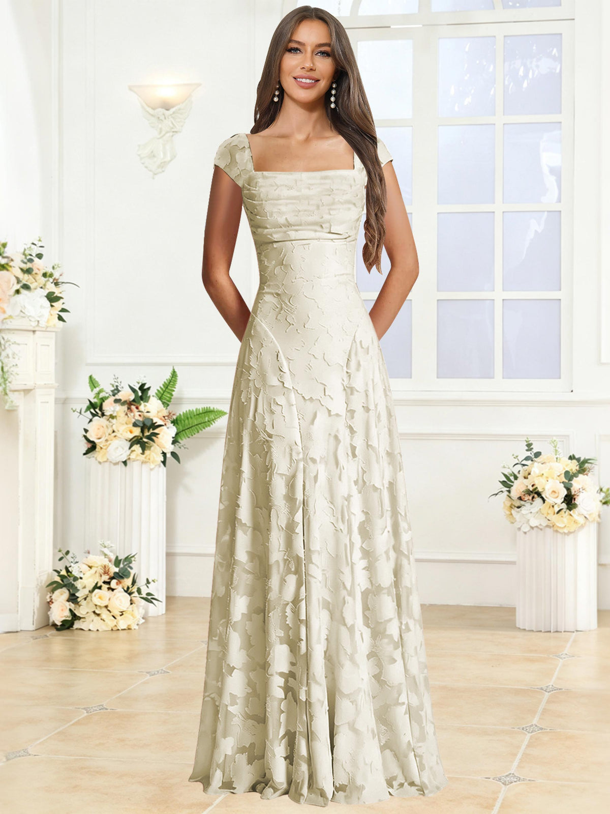 A-Line Floral Lace Bridesmaid Dress