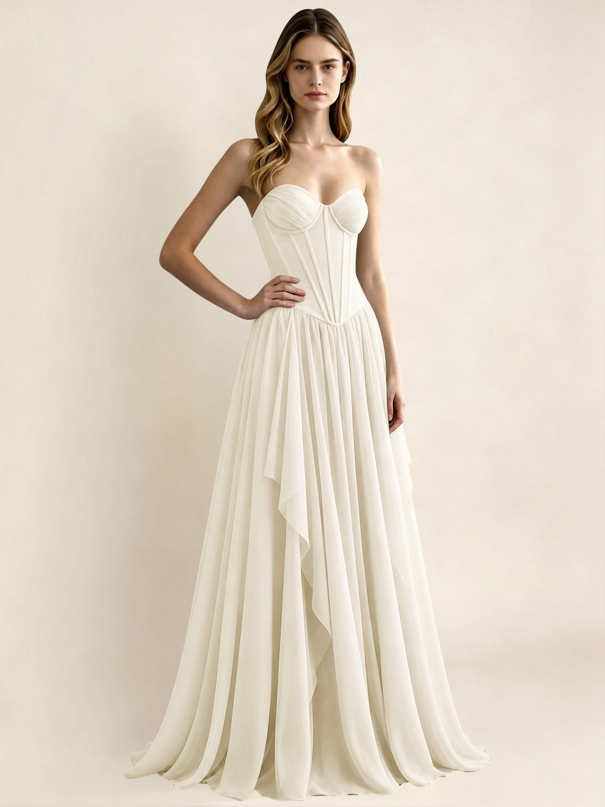 Sweetheart Chiffon Pleated A Line Bridesmaid Formal Dress
