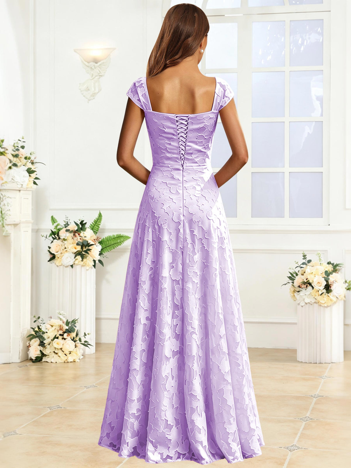 A-Line Floral Lace Bridesmaid Dress