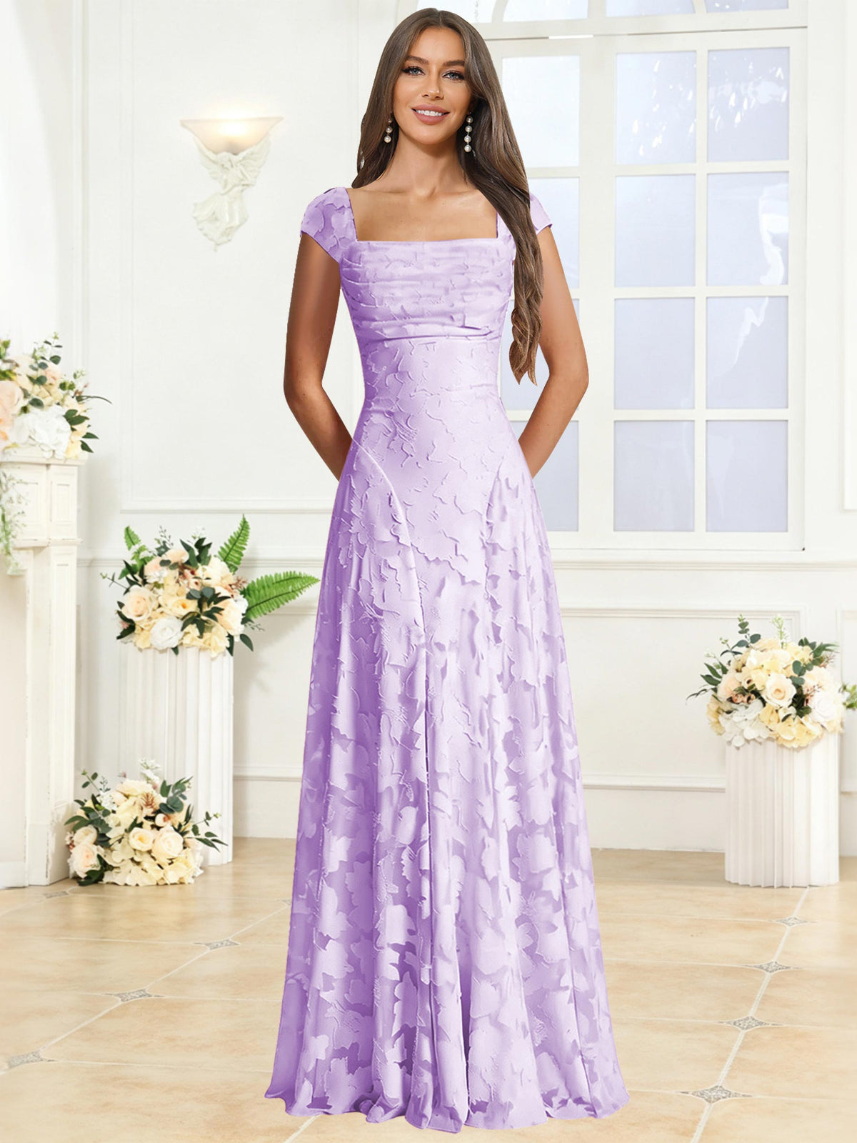 A-Line Floral Lace Bridesmaid Dress