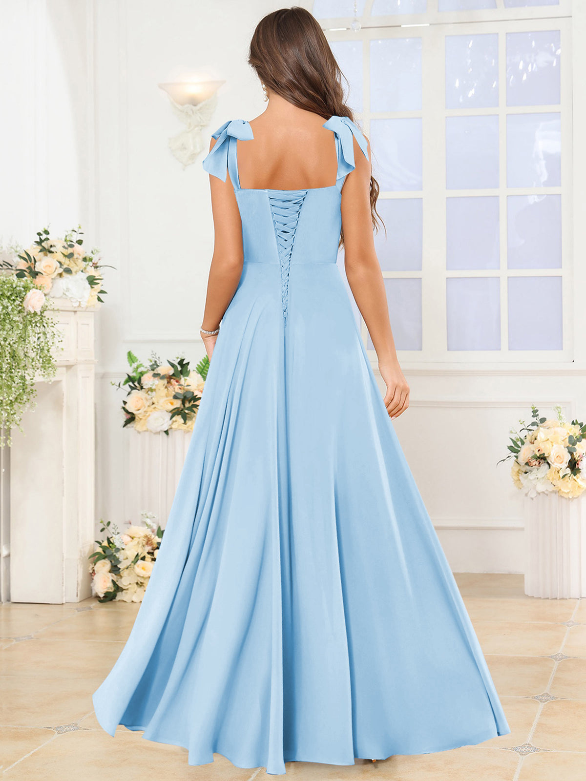 A Line Bridesmaid Dress with Slit