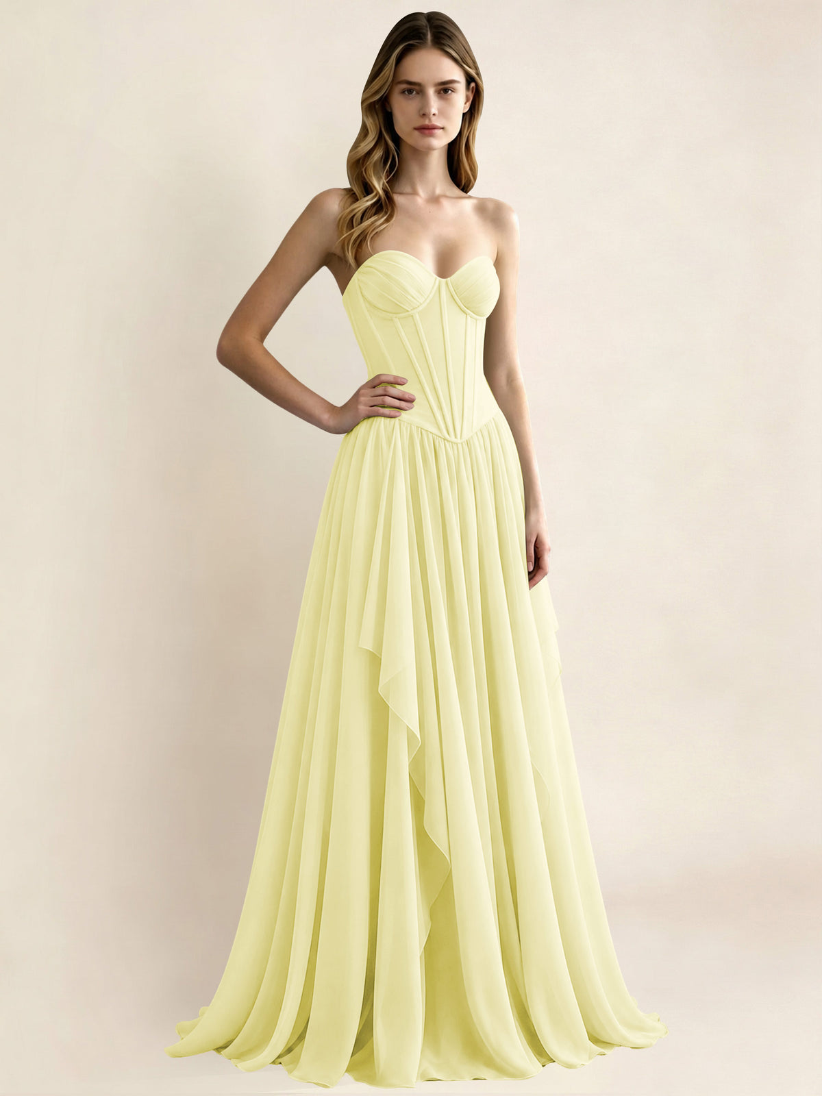Sweetheart Chiffon Pleated A Line Bridesmaid Formal Dress