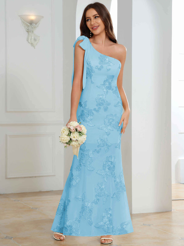 One-Shoulder Mermaid Floral Bridesmaid/Prom Dress