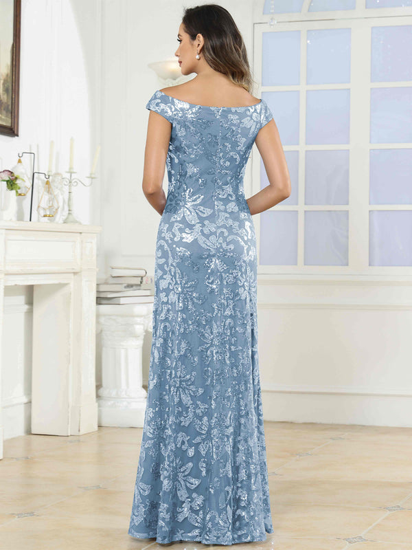 Off-The-Shoulder Mermaid Sequin Mother Of The Bride Dress Formal Gown