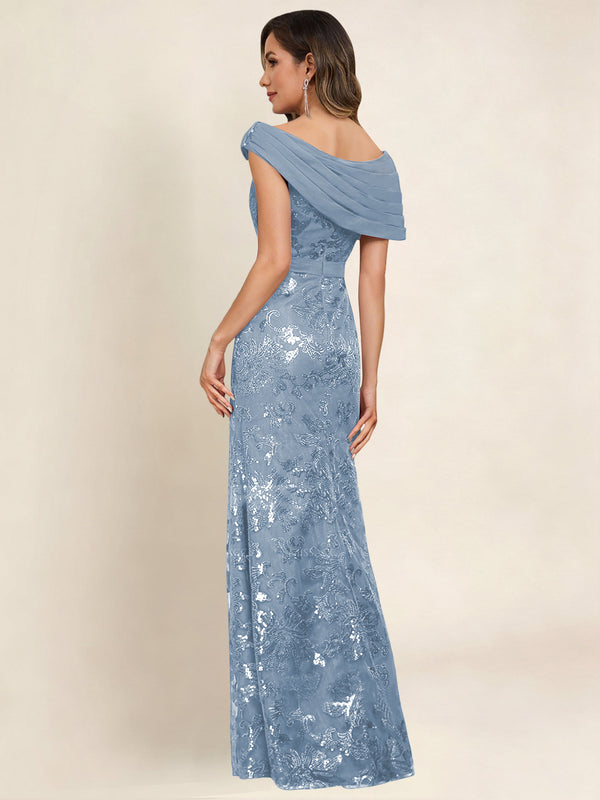 Off the Shoulder Sequin Mermaid Long Mother Of The Bride Dress Formal Gown