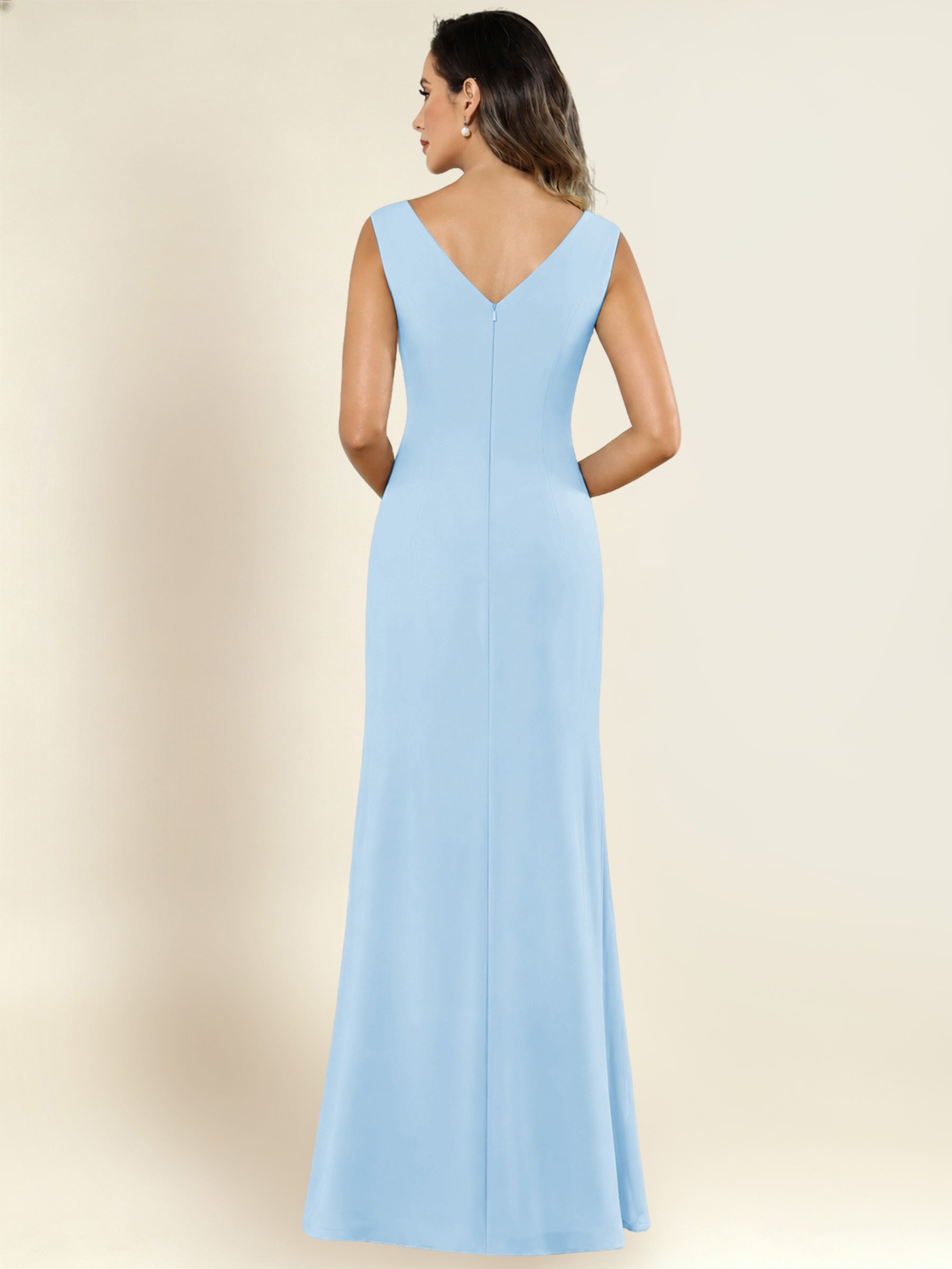 ROVDESY 2 Pieces V-Neck Sequin Chiffon Long Mother Of The Bride Dress With Long Sleeve Jacket