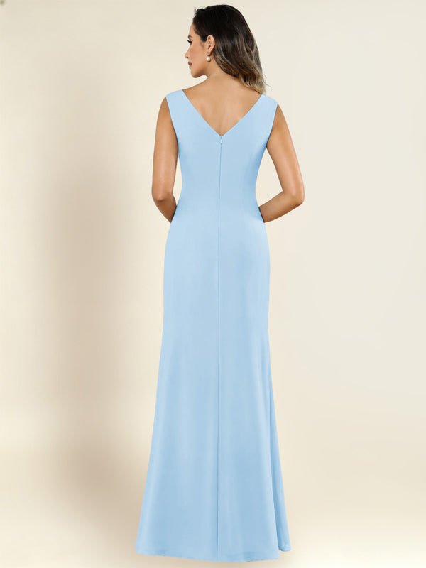 2 Pieces V-Neck Sequin Chiffon Long Mother Of The Bride Dress With Long Sleeve Jacket