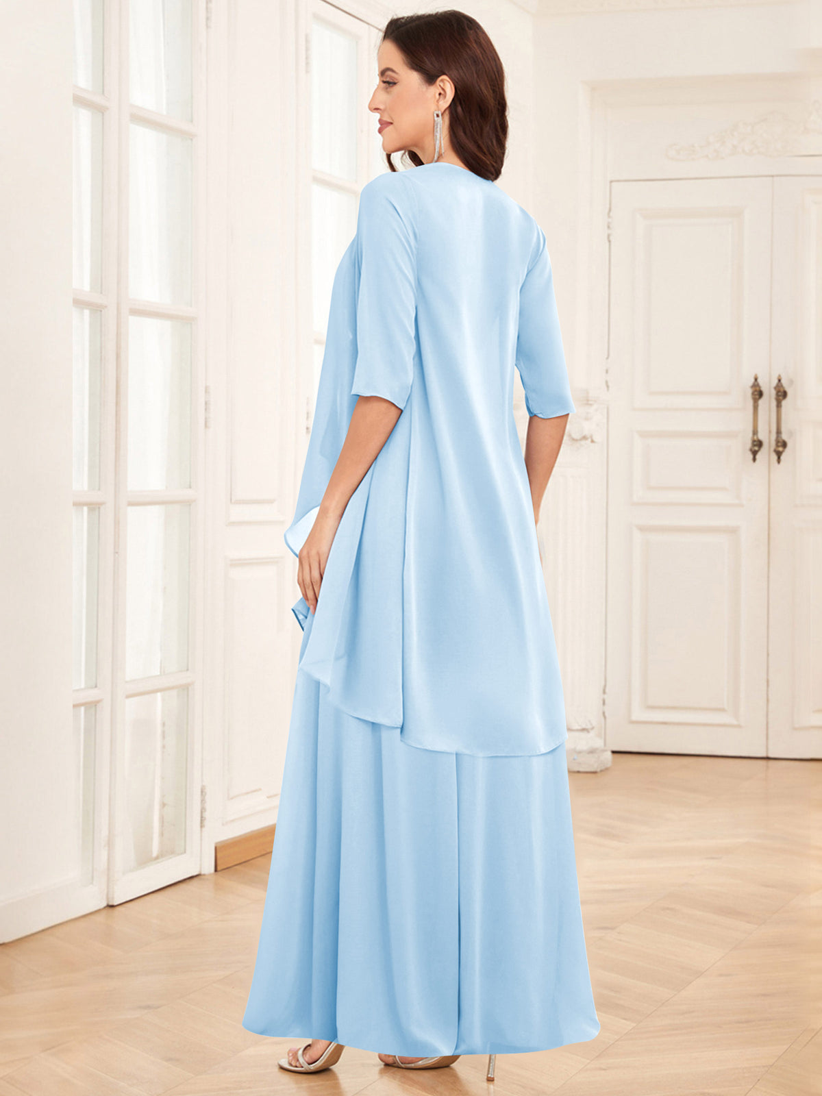 2 Pieces Chiffon A Line Mother of the Bride Dress with Jacket