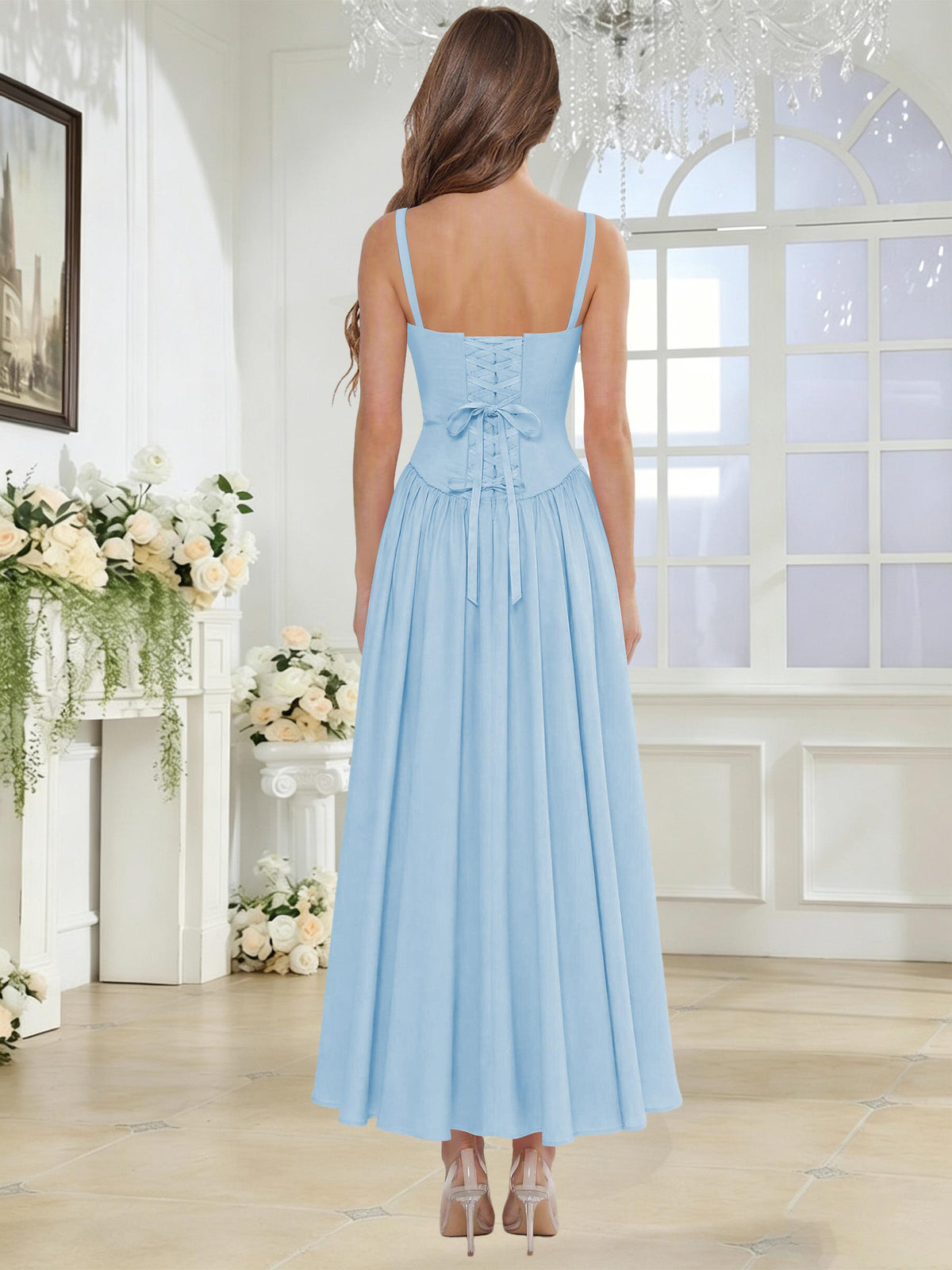 Spaghetti Strap Chiffon Ruched A Line Bridesmaid Dress