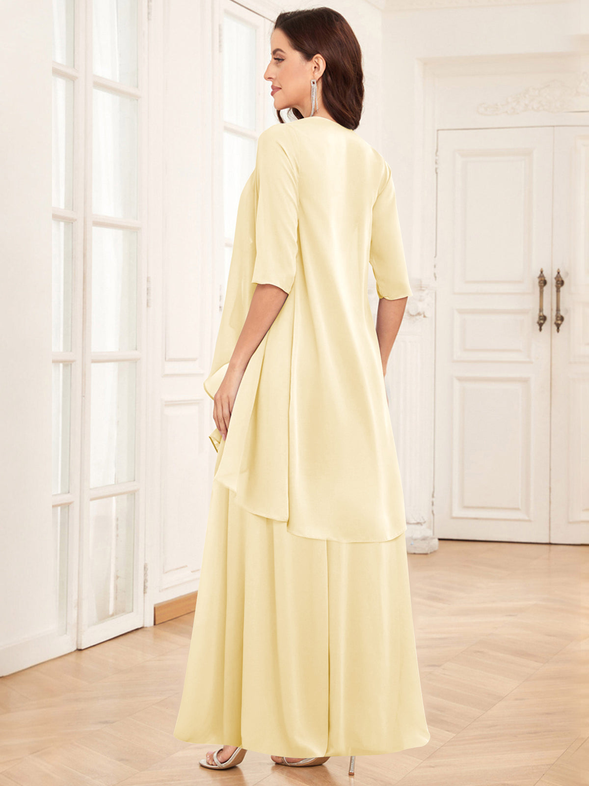2 Pieces Chiffon A Line Mother of the Bride Dress with Jacket