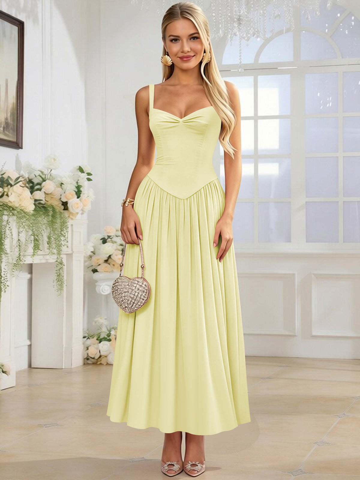 Spaghetti Strap Chiffon Ruched A Line Bridesmaid Dress