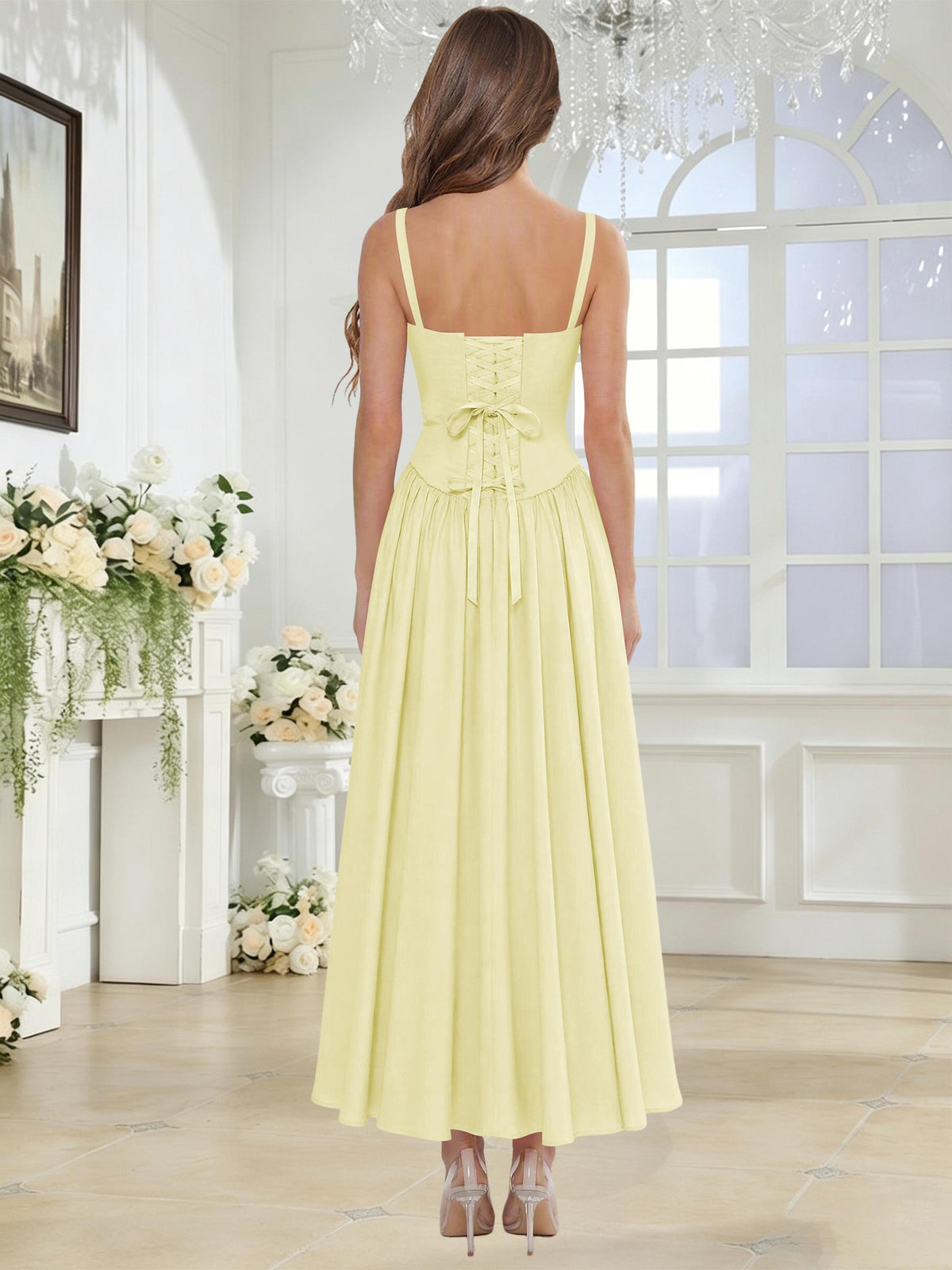 Spaghetti Strap Chiffon Ruched A Line Bridesmaid Dress