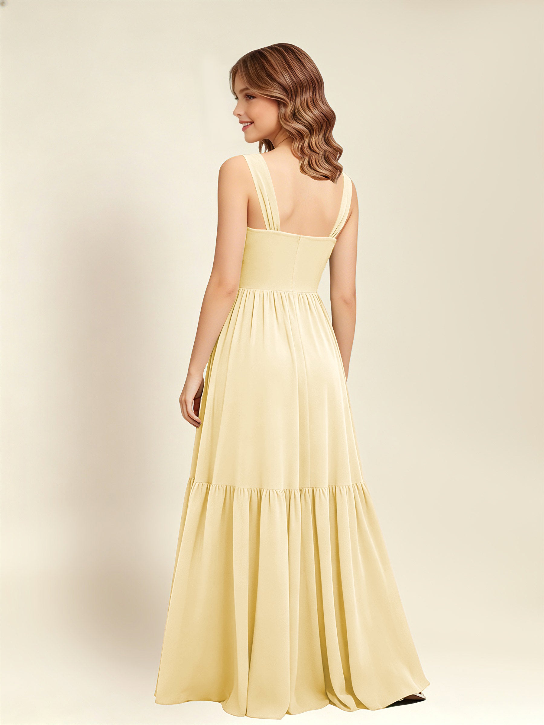 ROVDESY A-Line Square Neck Chiffon  Junior Bridesmaid Dress