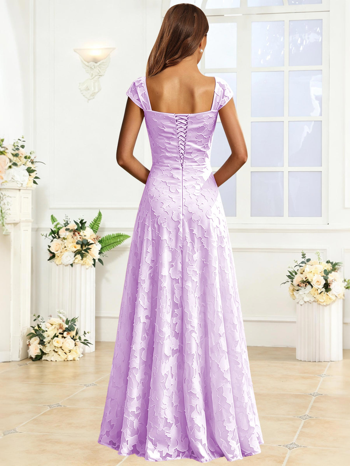 A-Line Floral Lace Bridesmaid Dress