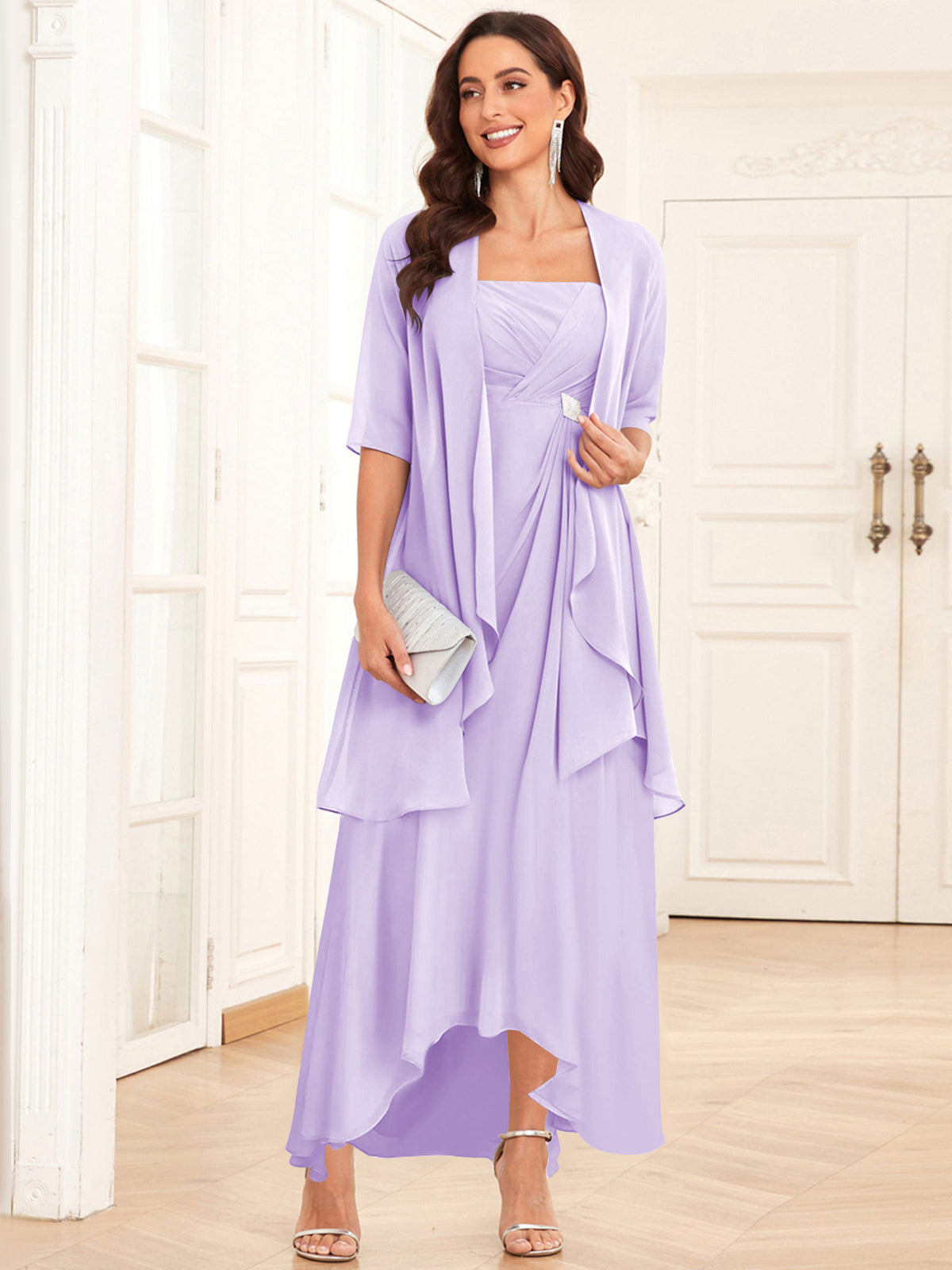 2 Pieces Chiffon A Line Mother of the Bride Dress with Jacket