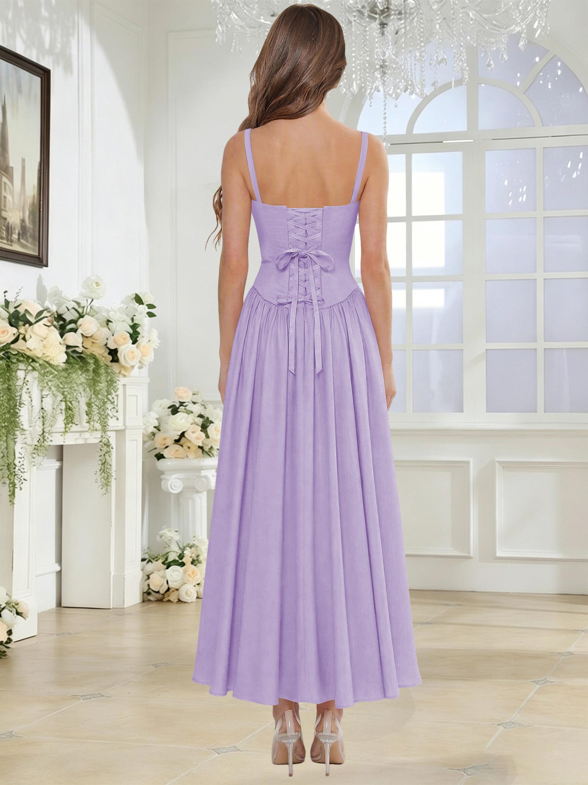 Spaghetti Strap Chiffon Ruched A Line Bridesmaid Dress