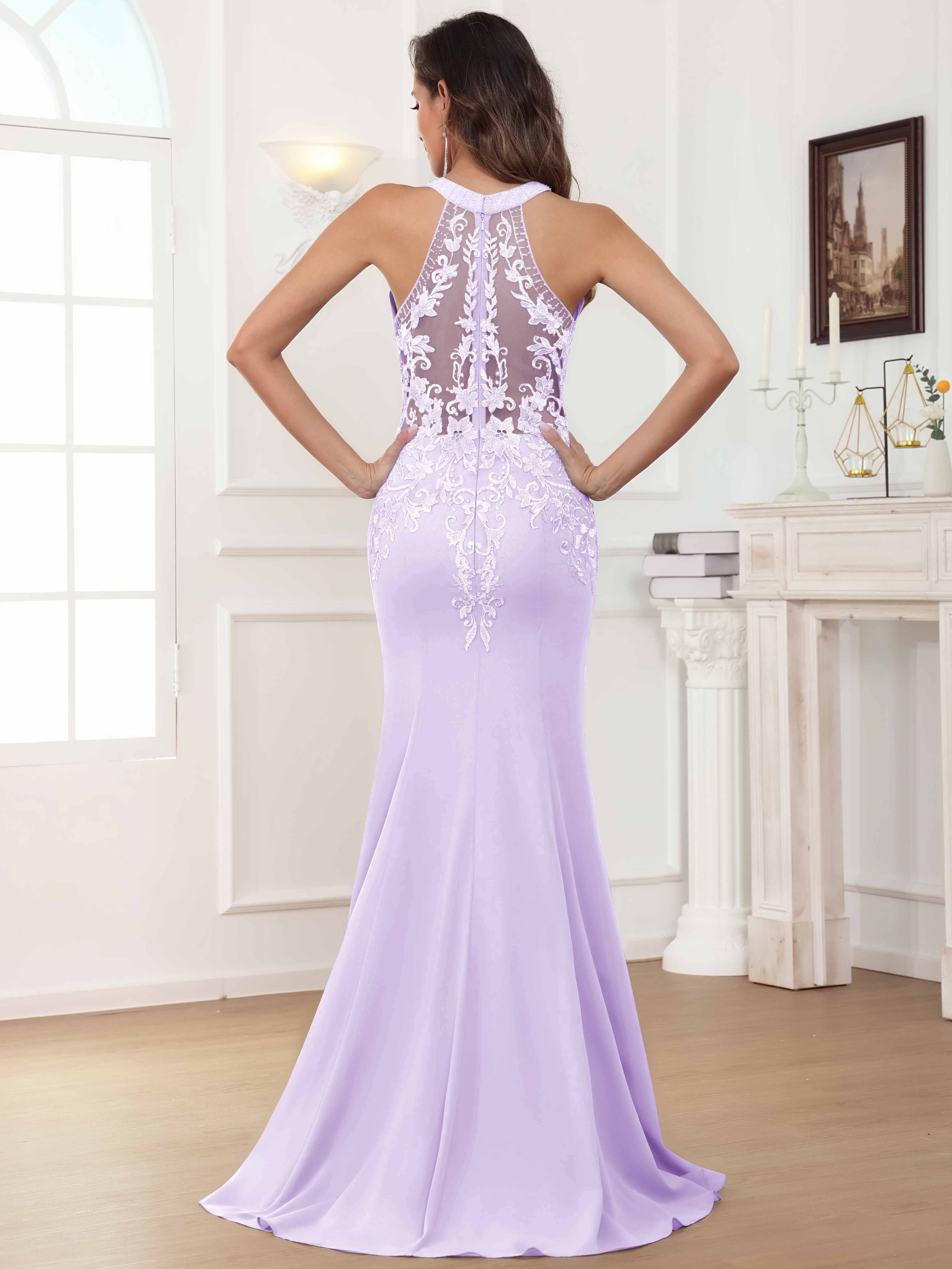 ROVDESY Halter Mermaid Lace Mother Of The Bride Dress With Jacket