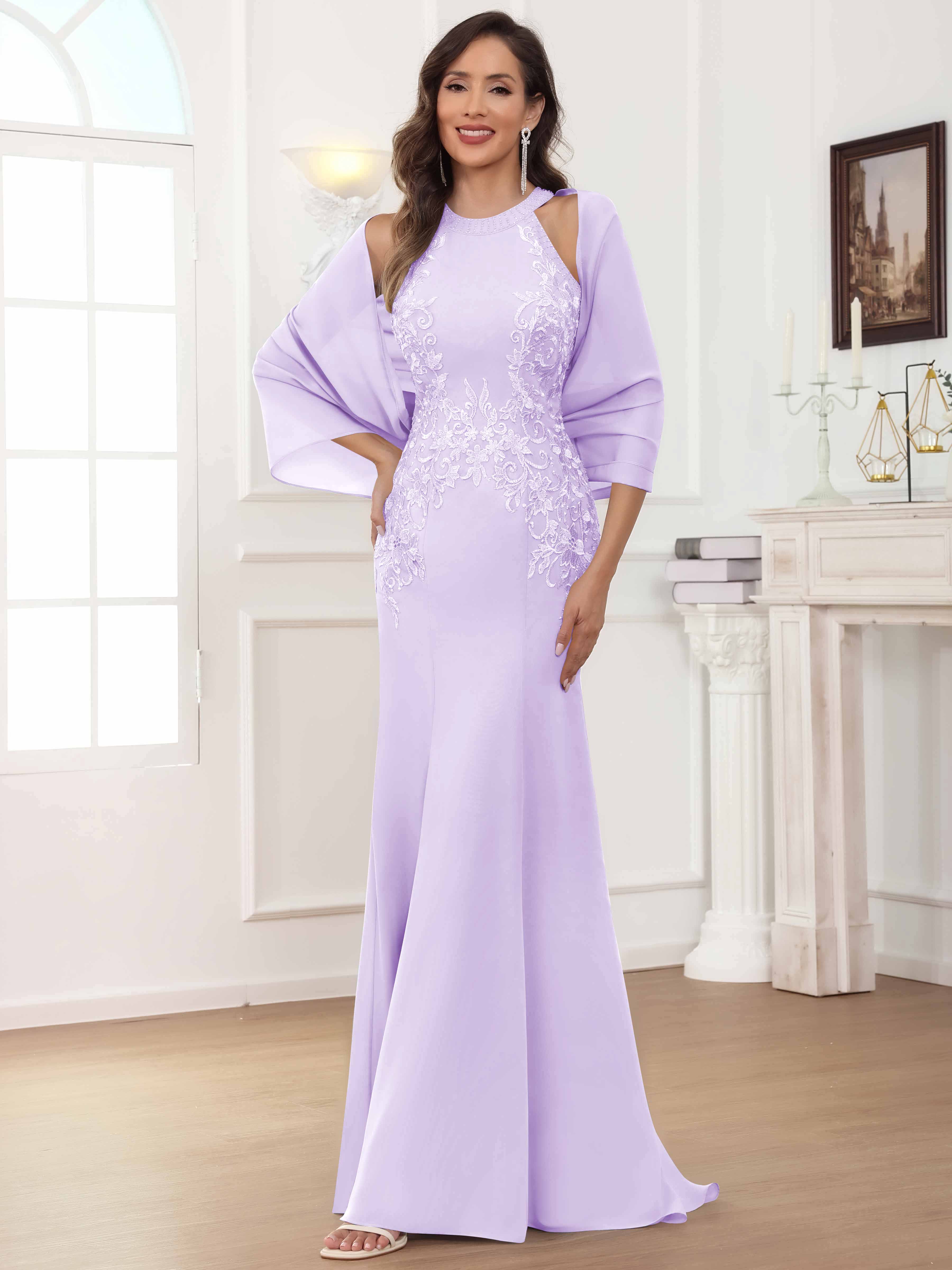 ROVDESY Halter Mermaid Lace Mother Of The Bride Dress With Jacket