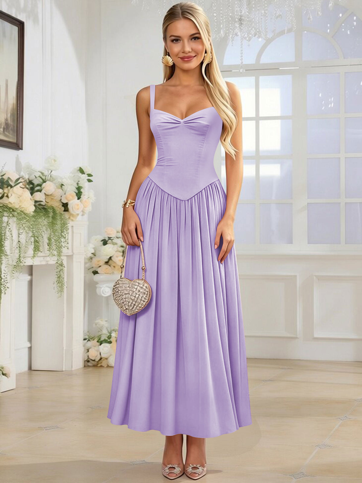 Spaghetti Strap Chiffon Ruched A Line Bridesmaid Dress