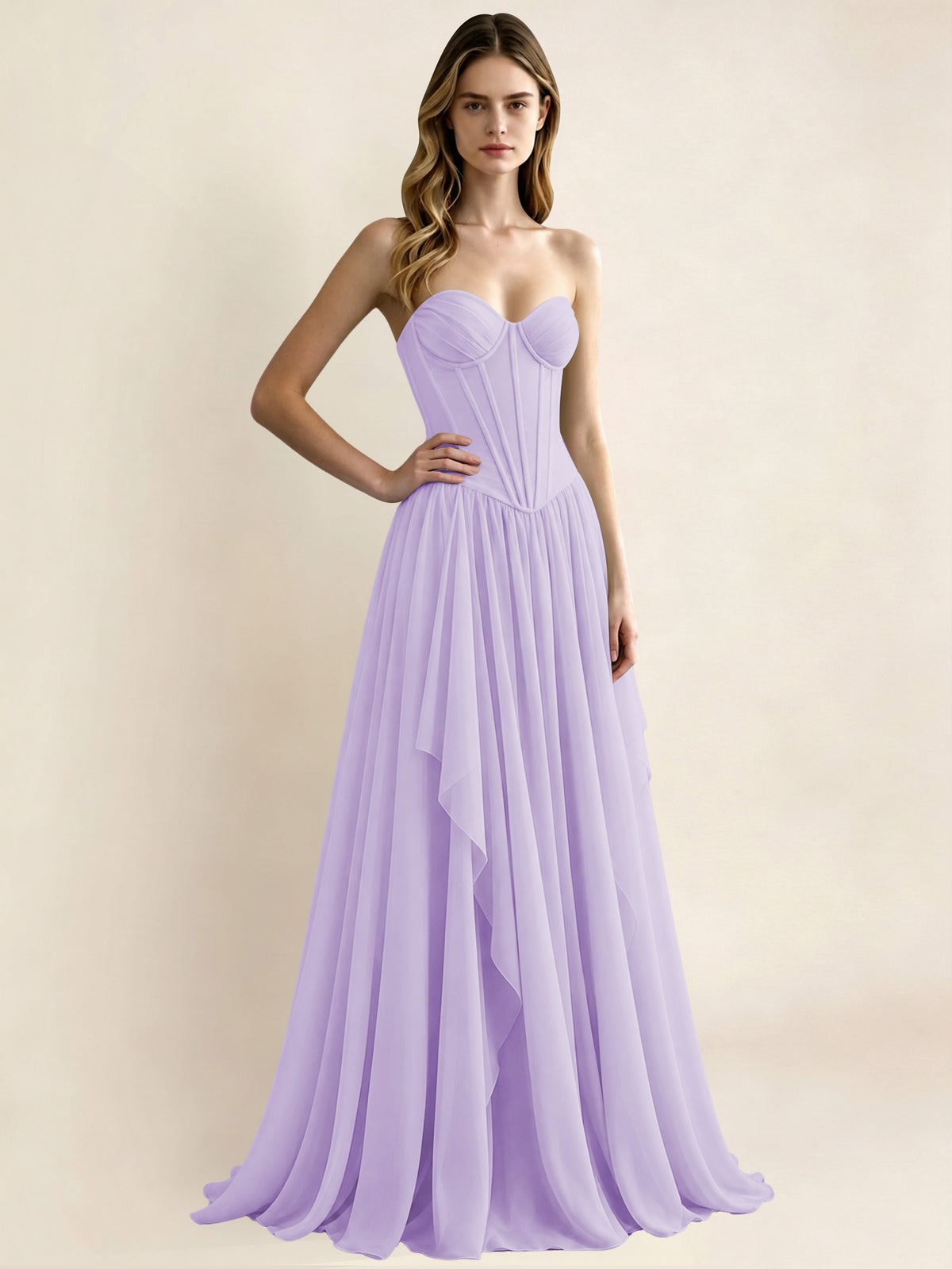 Sweetheart Chiffon Pleated A Line Bridesmaid Formal Dress